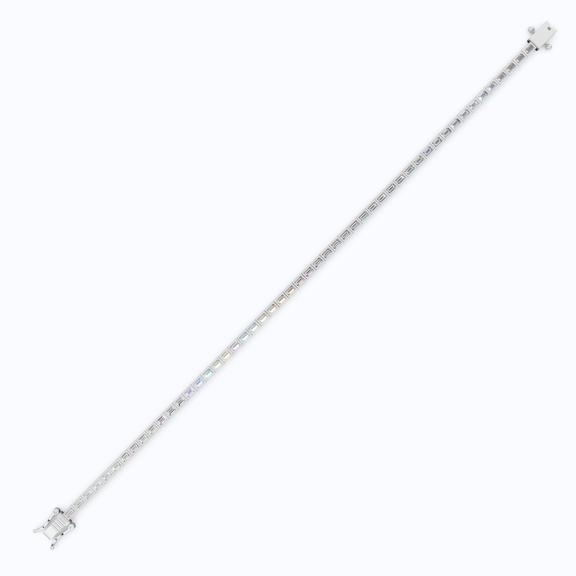 Luxury Bezel Set Tennis Bracelet in 14k Solid Gold, 2.55 TCW Baguette Cut Lab Grown Diamonds, Wedding Gift for Women, Handmade Jewellry - Shoora Designs