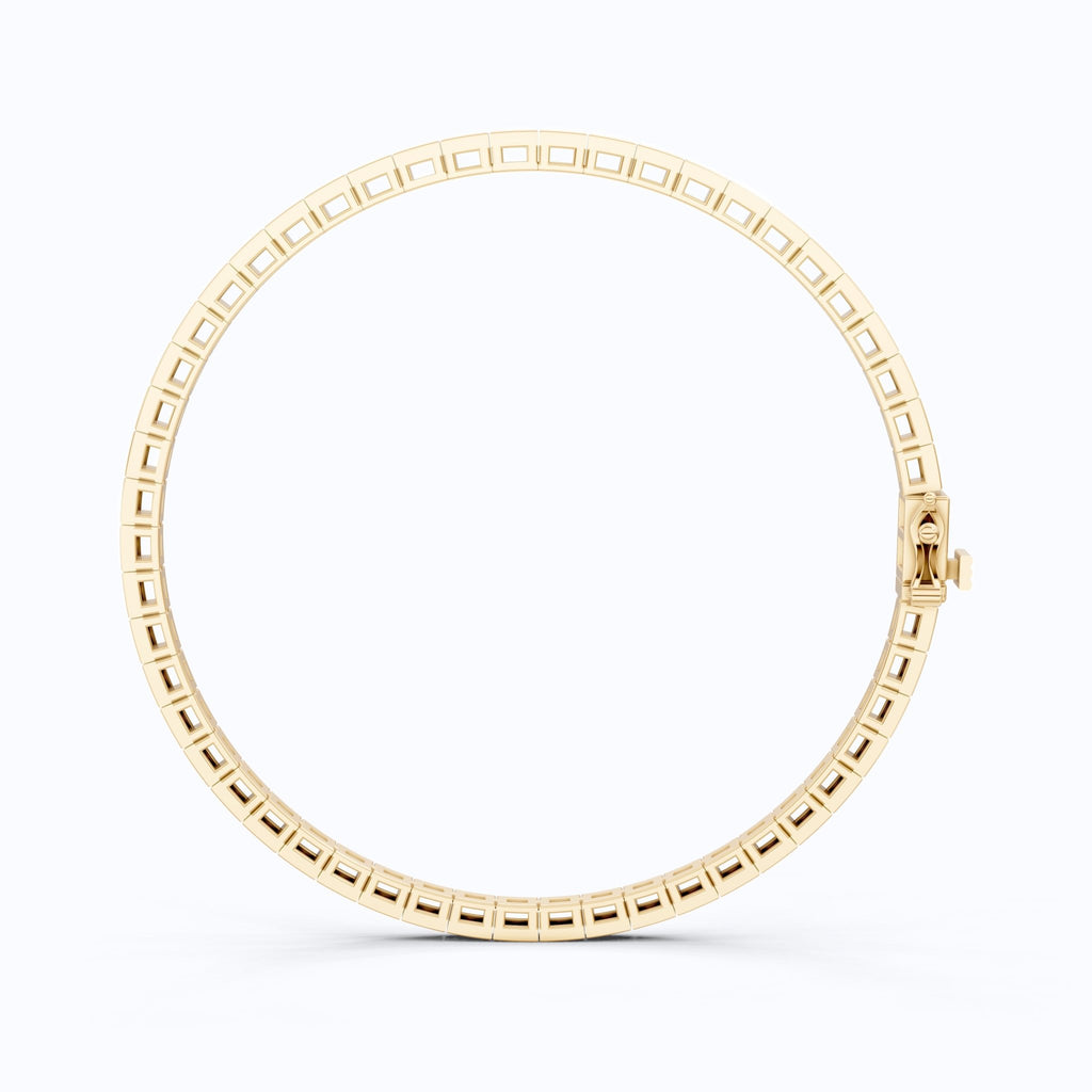 Luxury Bezel Set Tennis Bracelet in 14k Solid Gold, 2.55 TCW Baguette Cut Lab Grown Diamonds, Wedding Gift for Women, Handmade Jewellry - Shoora Designs