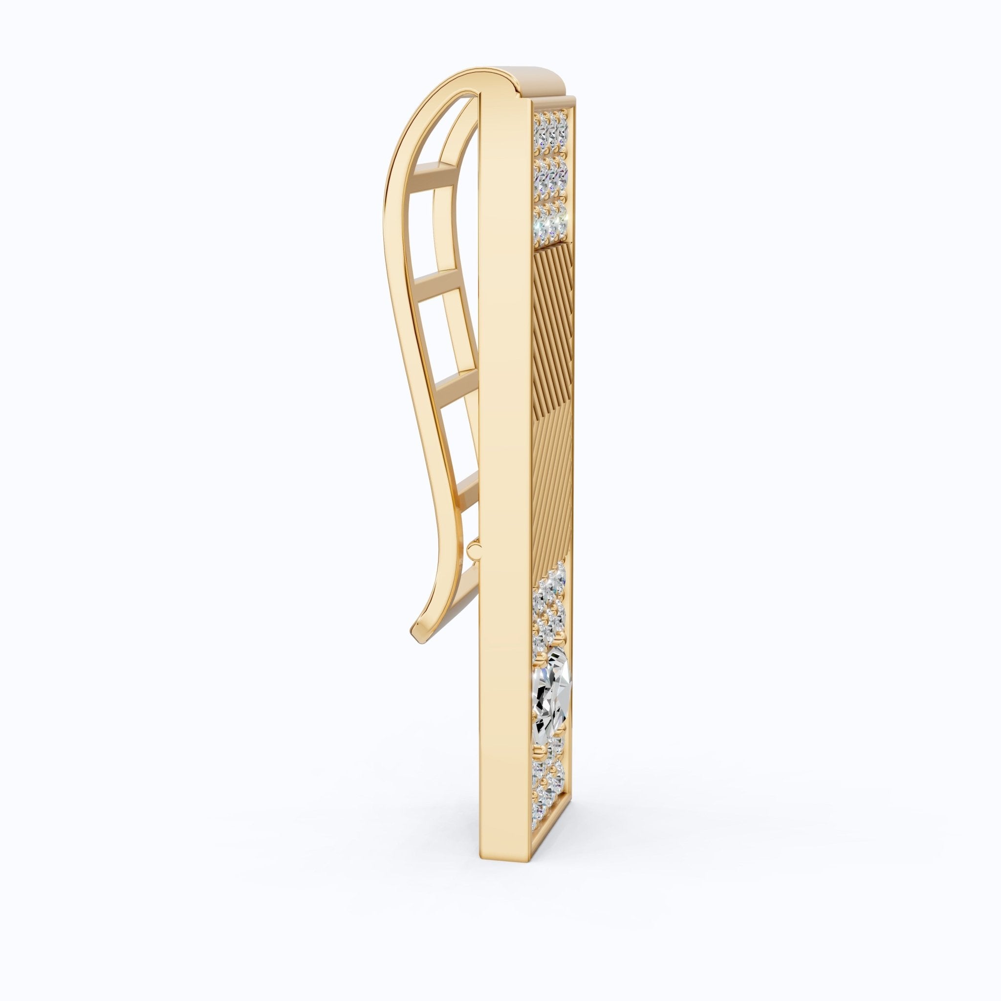 Luxury Men’s Tie Bar in 14K Solid Gold, Lab Diamond Tie Pin Accessories, Gift for Him, Elegant Style, Groomsmen Gift - Shoora Designs