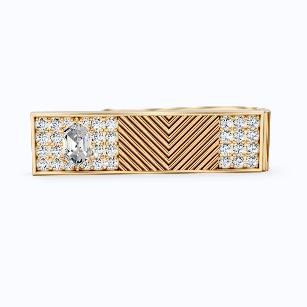 Luxury Men’s Tie Bar in 14K Solid Gold, Lab Diamond Tie Pin Accessories, Gift for Him, Elegant Style, Groomsmen Gift - Shoora Designs