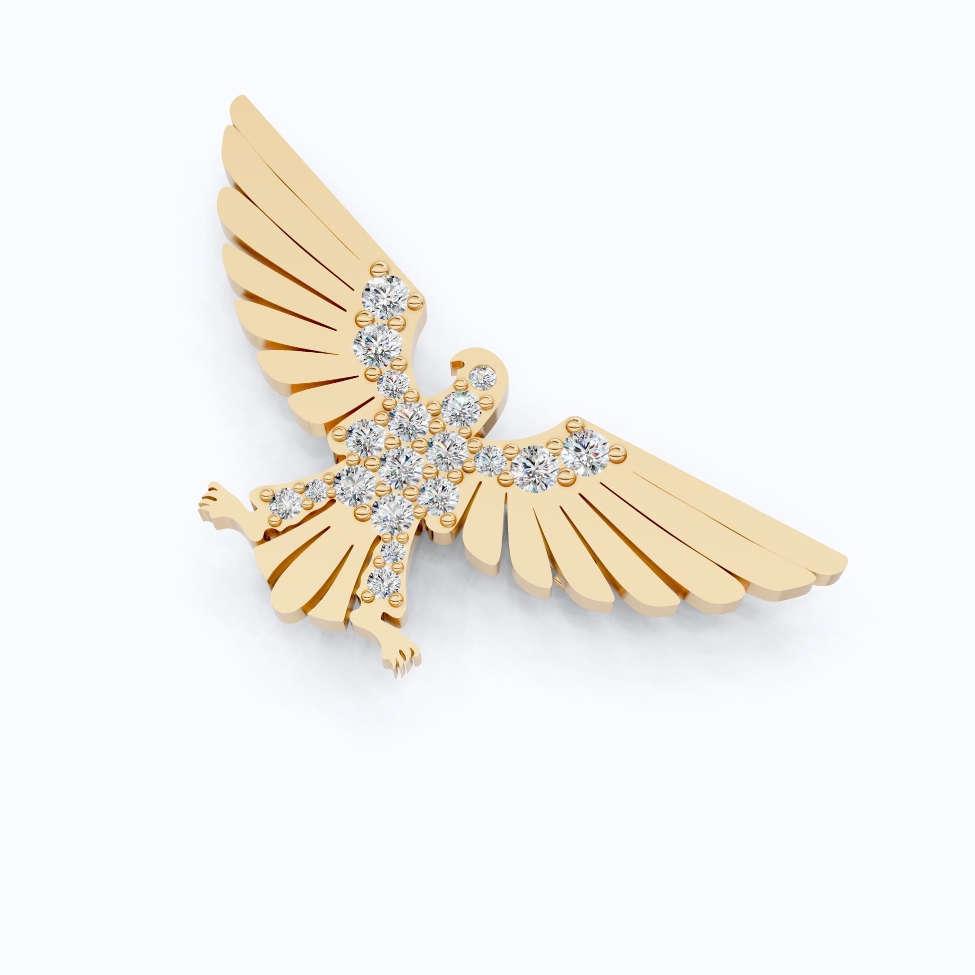 Majestic Eagle Wing Diamond Brooch in Lab Grown Diamond - 14k Solid Gold, Luxury Pin Jewelry, Gift for Her/Him - Shoora Designs