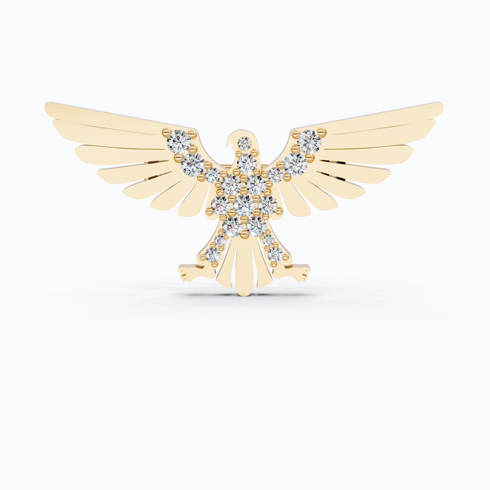 Majestic Eagle Wing Diamond Brooch in Lab Grown Diamond - 14k Solid Gold, Luxury Pin Jewelry, Gift for Her/Him - Shoora Designs