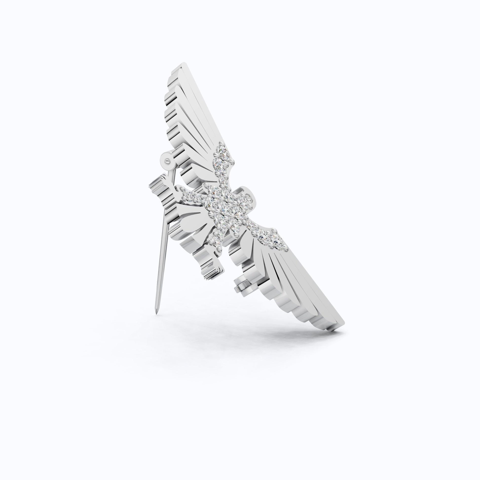 Majestic Eagle Wing Diamond Brooch in Lab Grown Diamond - 14k Solid Gold, Luxury Pin Jewelry, Gift for Her/Him - Shoora Designs