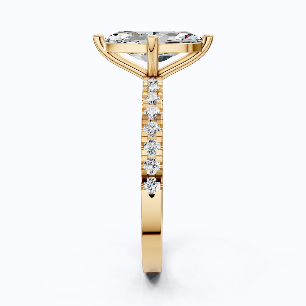 Marquise Cut Pavé Engagement Ring in 14K Solid Gold, 1.25 Marquise Cut Lab Grown Diamond, Anniversary Gift for Her - Shoora Designs