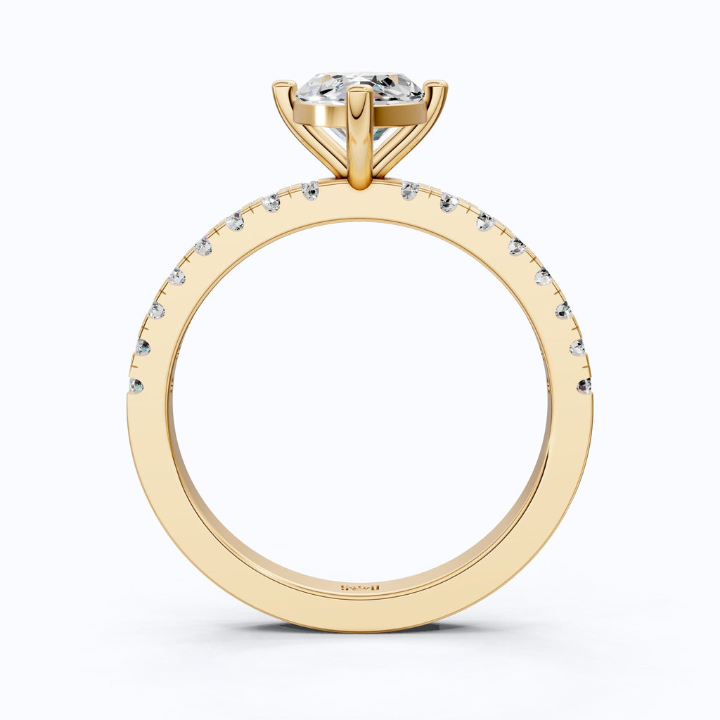 Marquise Cut Pavé Engagement Ring in 14K Solid Gold, 1.25 Marquise Cut Lab Grown Diamond, Anniversary Gift for Her - Shoora Designs