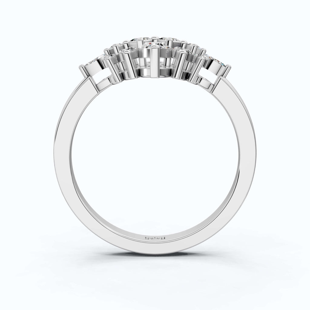 Marquise Floral Cluster Engagement Ring in 14k Solid Gold, 0.62 TCW Marquise/Princess Cut Lab Diamonds, Bridal Jewelry, Anniversary Gift for Her - Shoora Designs