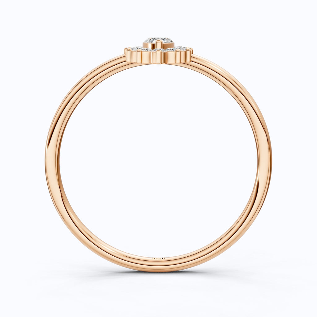 Marquise Floral Halo Cluster Engagement Ring in 14k Solid Gold, Unique Halo Wedding Band, Birthday Gift for Wife, Handmade Jewelry - Shoora Designs