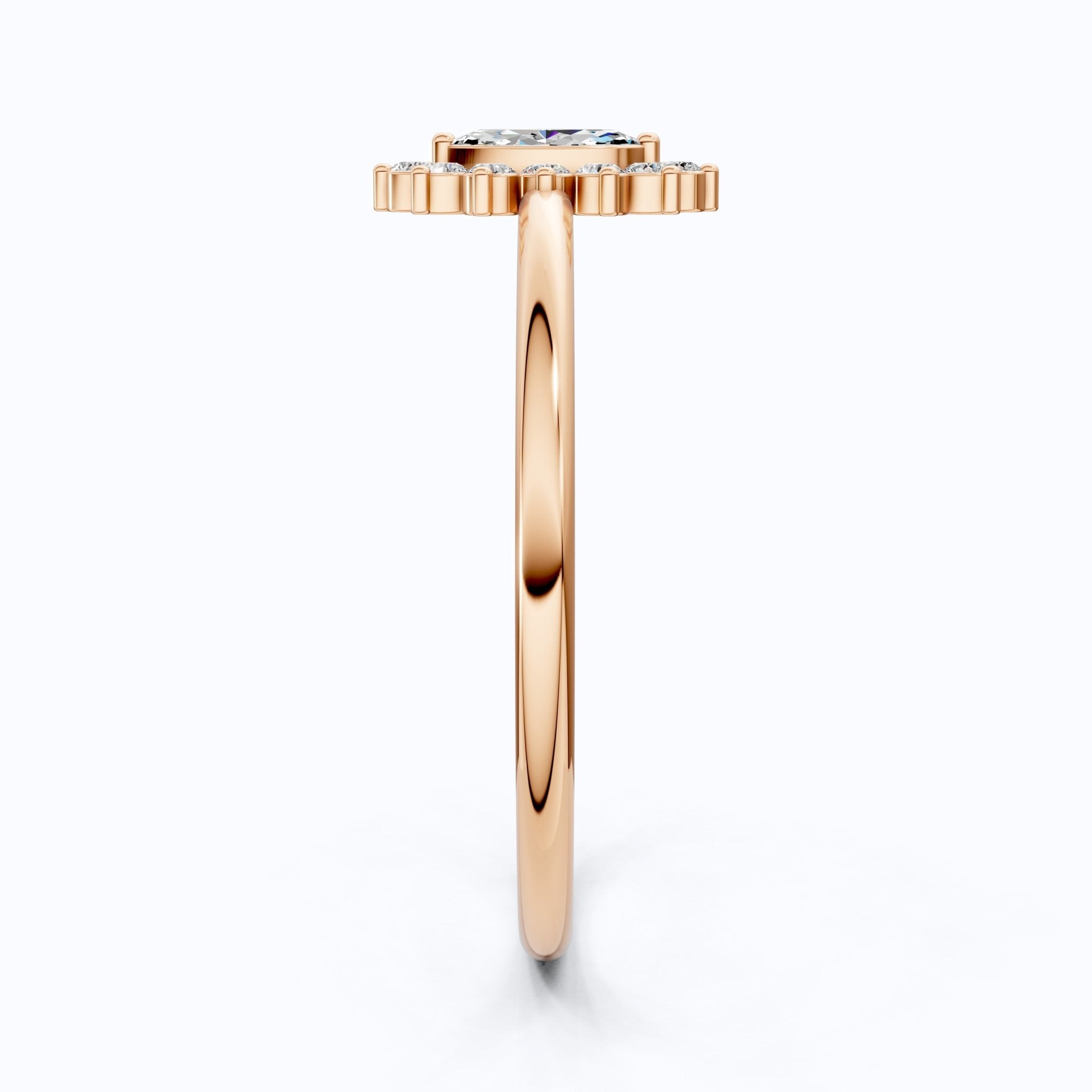 Marquise Floral Halo Cluster Engagement Ring in 14k Solid Gold, Unique Halo Wedding Band, Birthday Gift for Wife, Handmade Jewelry - Shoora Designs