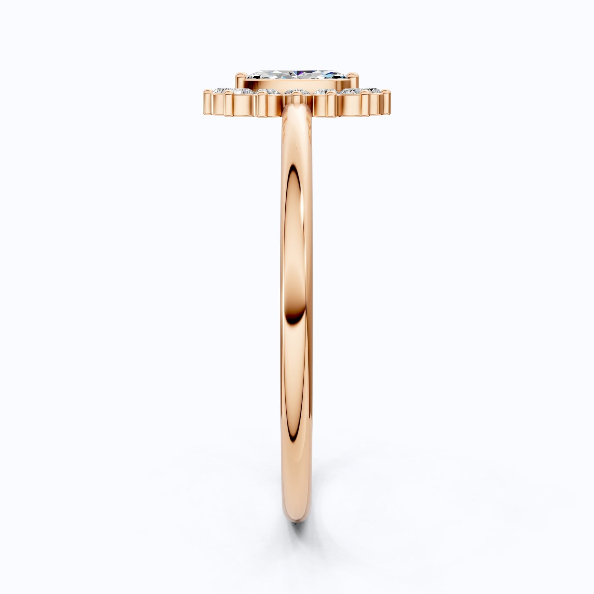 Marquise Floral Halo Cluster Engagement Ring in 14k Solid Gold, Unique Halo Wedding Band, Birthday Gift for Wife, Handmade Jewelry - Shoora Designs