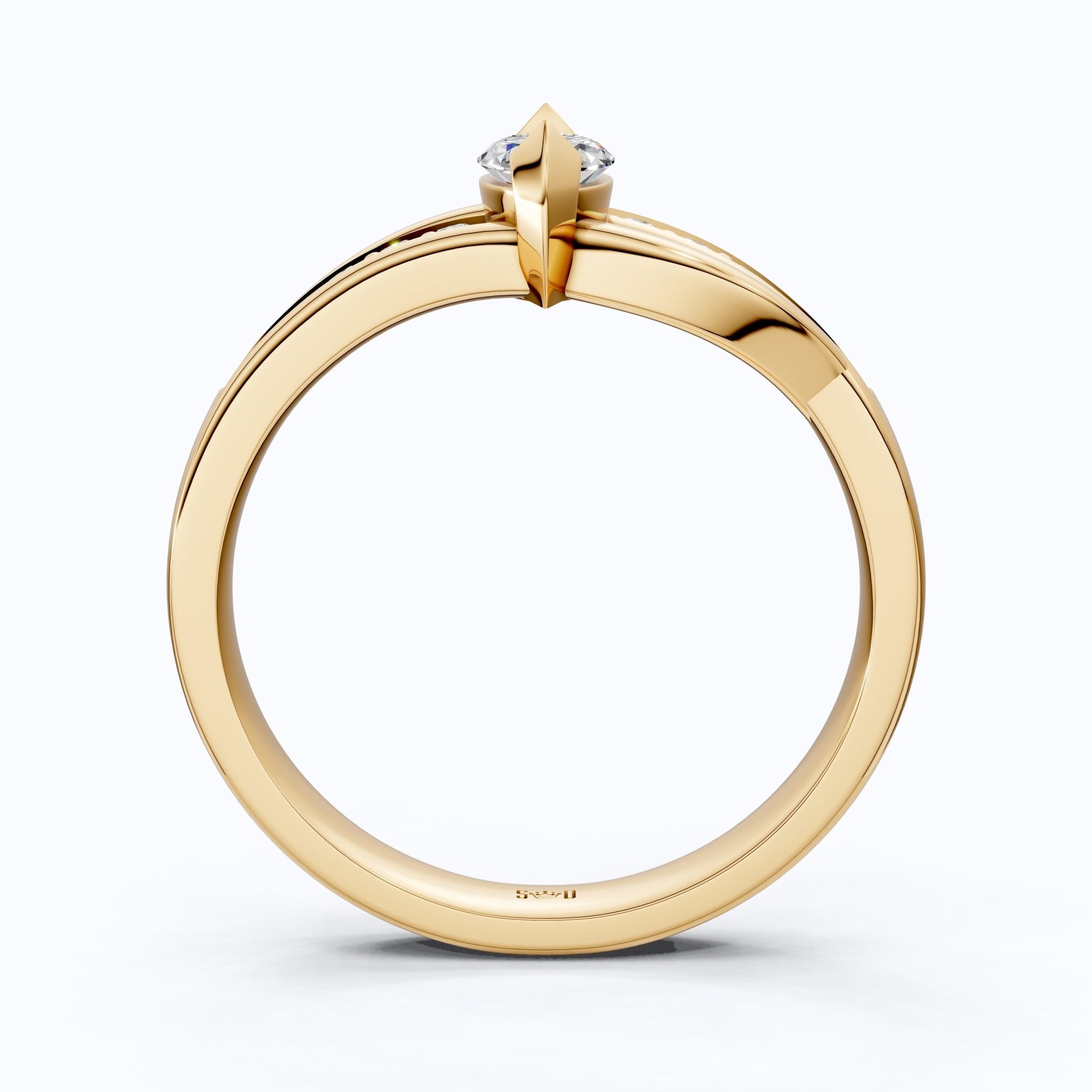 Marquise Split Shank Pave Engagement Ring in 14k Solid Gold, 0.43 TCW Marquise/Round Cut Sculpted Twist Unique Ring, Everyday Gift for Women - Shoora Designs