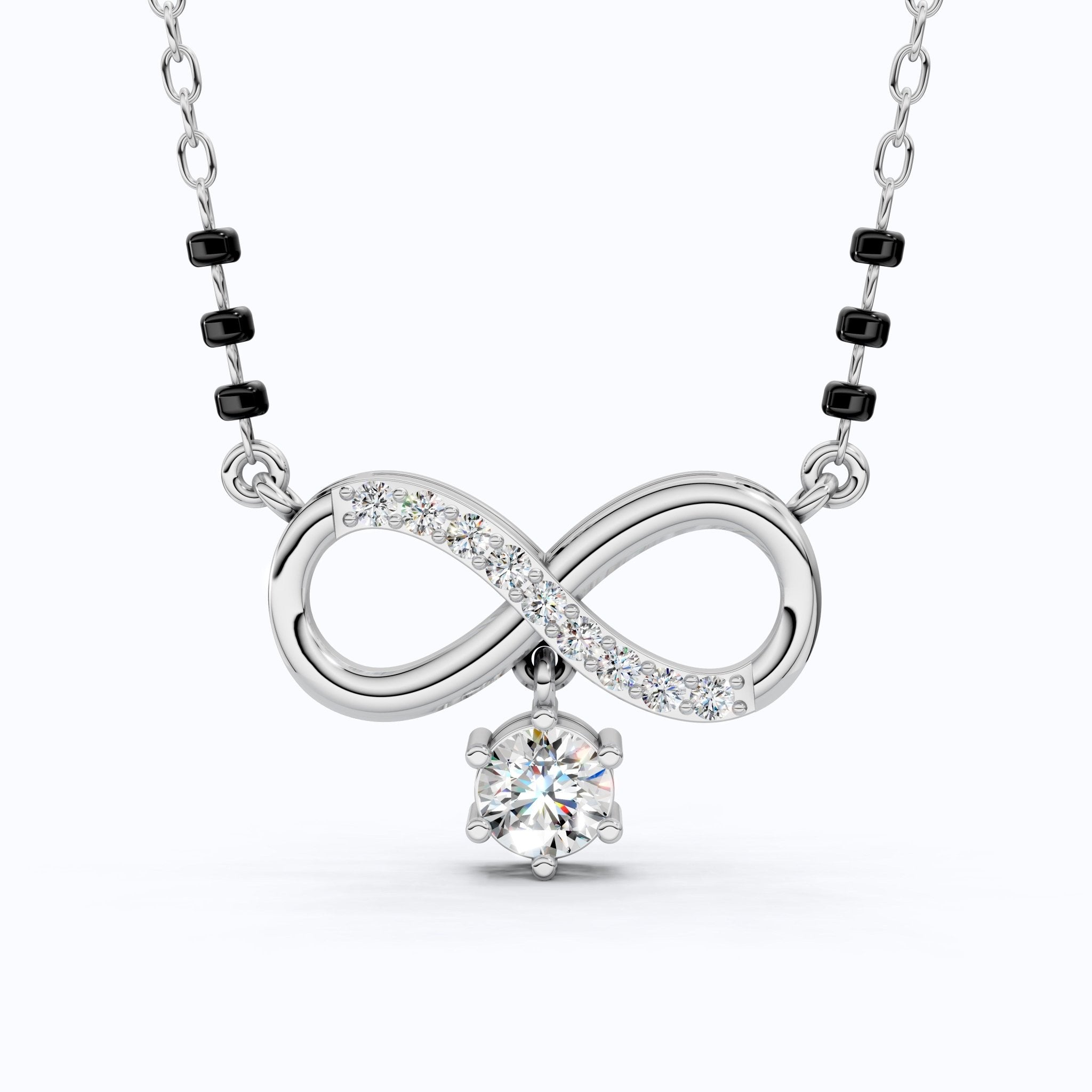 Minimal Infinity Symbol Tanmaniya Necklace in 14K Solid Gold, 0.68 TCW Round Cut Lab Created Diamonds, Everyday jewelry, Bridal Gift For Her - Shoora Designs