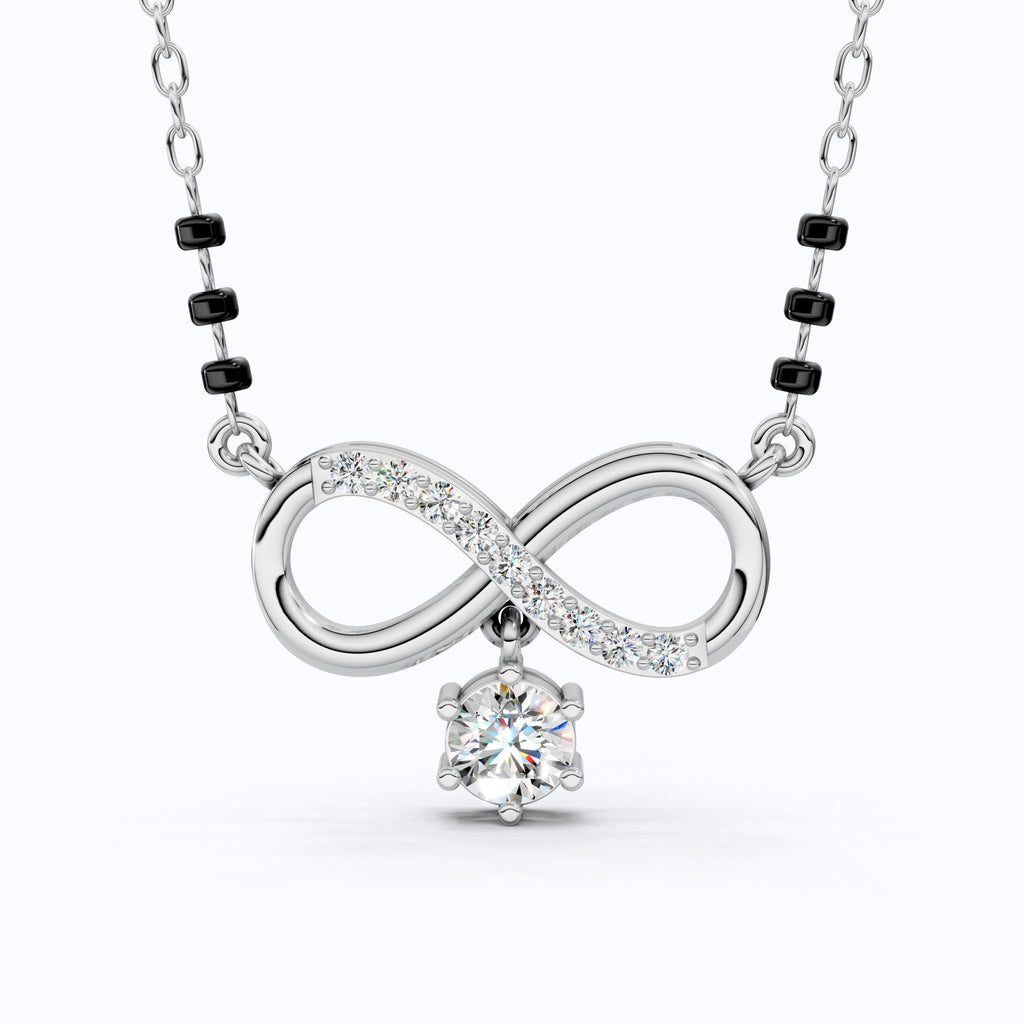 Minimal Infinity Symbol Tanmaniya Necklace in 14K Solid Gold, 0.68 TCW Round Cut Lab Created Diamonds, Everyday jewelry, Bridal Gift For Her - Shoora Designs