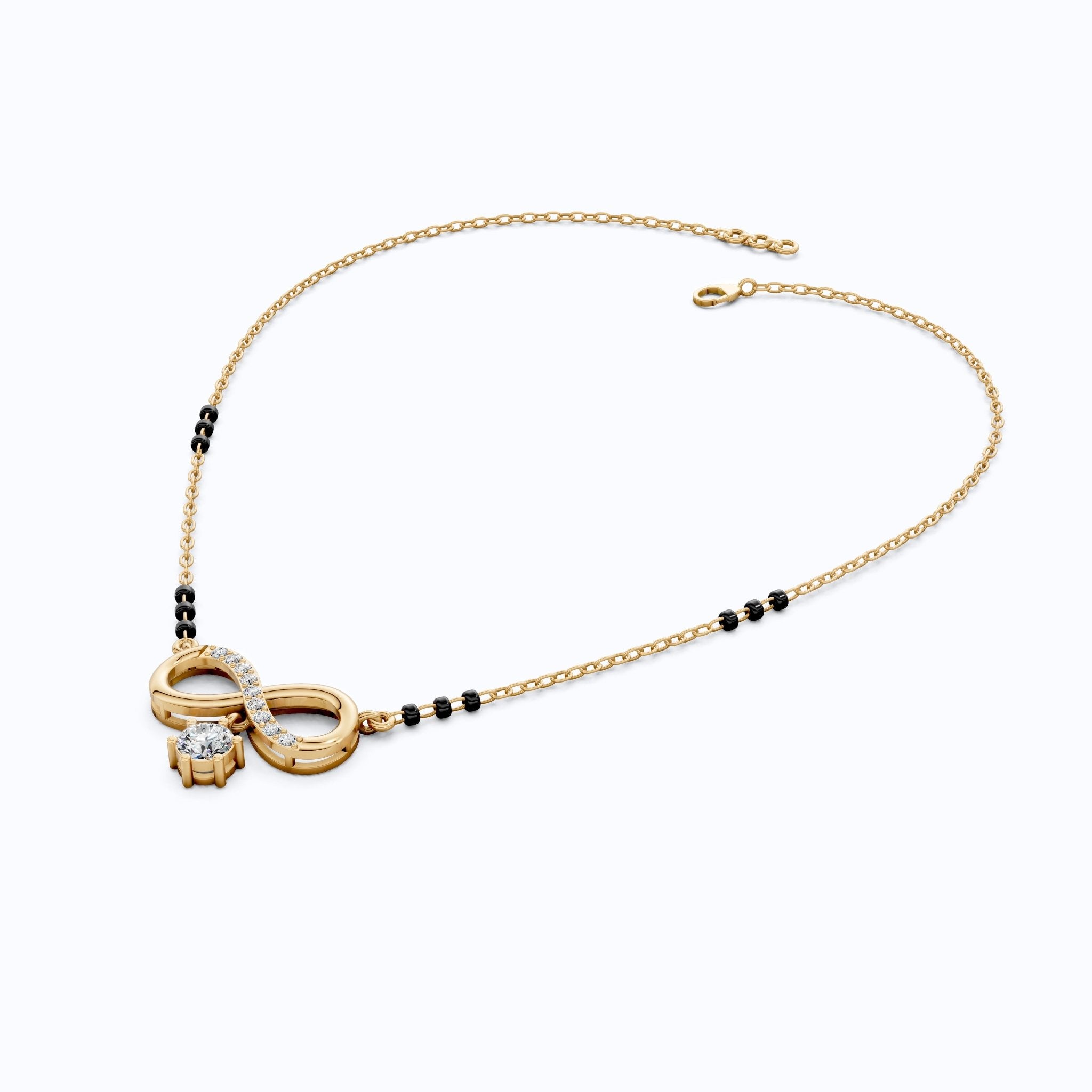 Minimal Infinity Symbol Tanmaniya Necklace in 14K Solid Gold, 0.68 TCW Round Cut Lab Created Diamonds, Everyday jewelry, Bridal Gift For Her - Shoora Designs