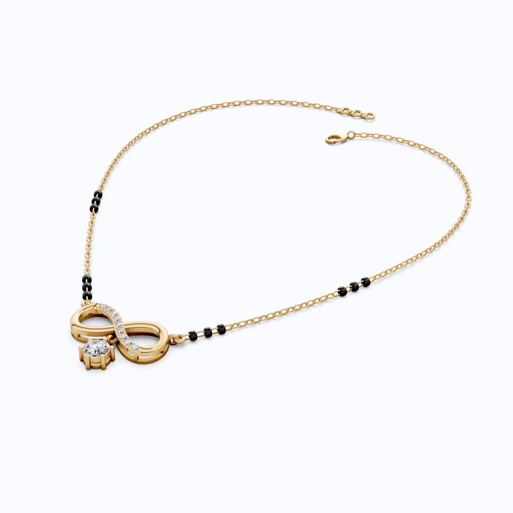 Minimal Infinity Symbol Tanmaniya Necklace in 14K Solid Gold, 0.68 TCW Round Cut Lab Created Diamonds, Everyday jewelry, Bridal Gift For Her - Shoora Designs