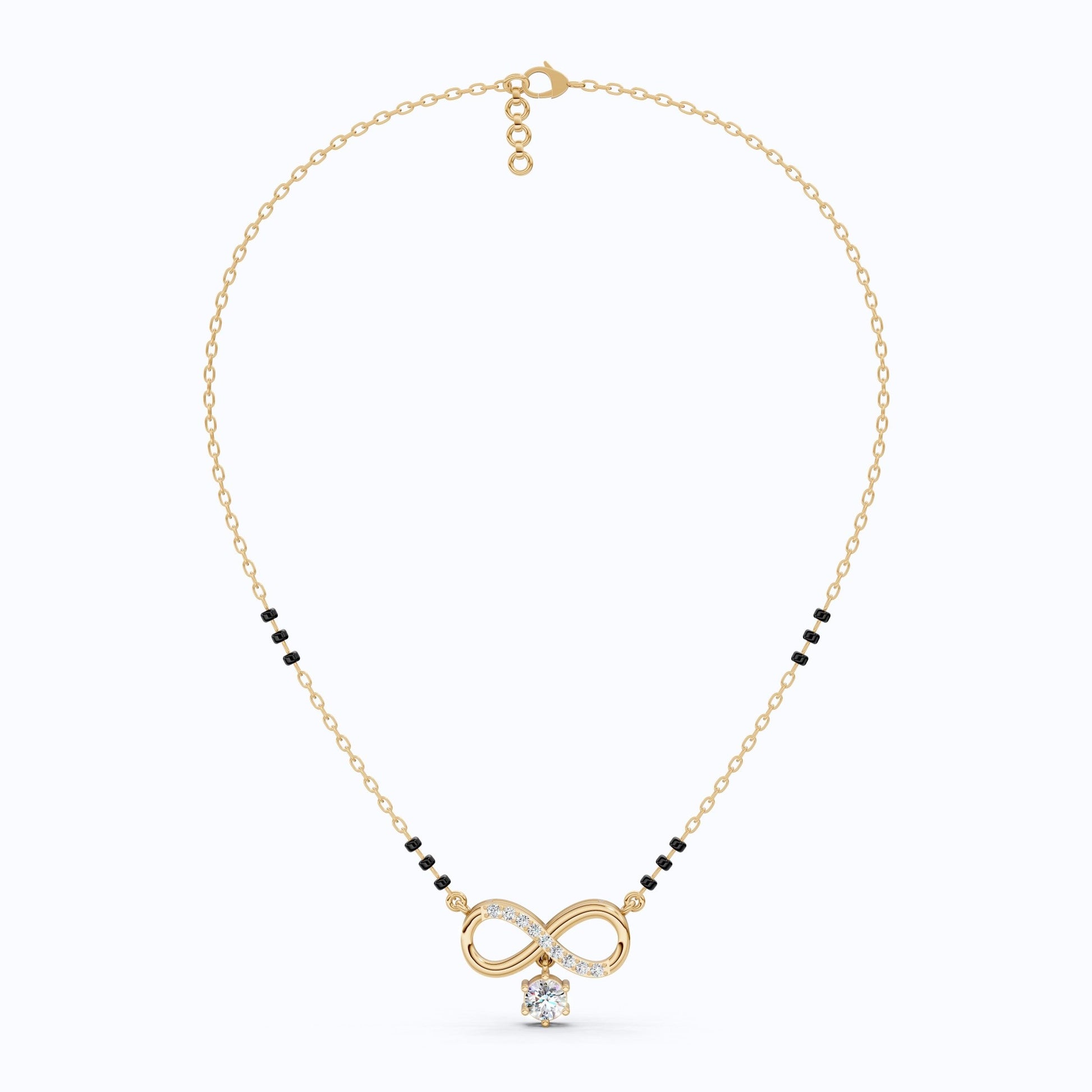 Minimal Infinity Symbol Tanmaniya Necklace in 14K Solid Gold, 0.68 TCW Round Cut Lab Created Diamonds, Everyday jewelry, Bridal Gift For Her - Shoora Designs
