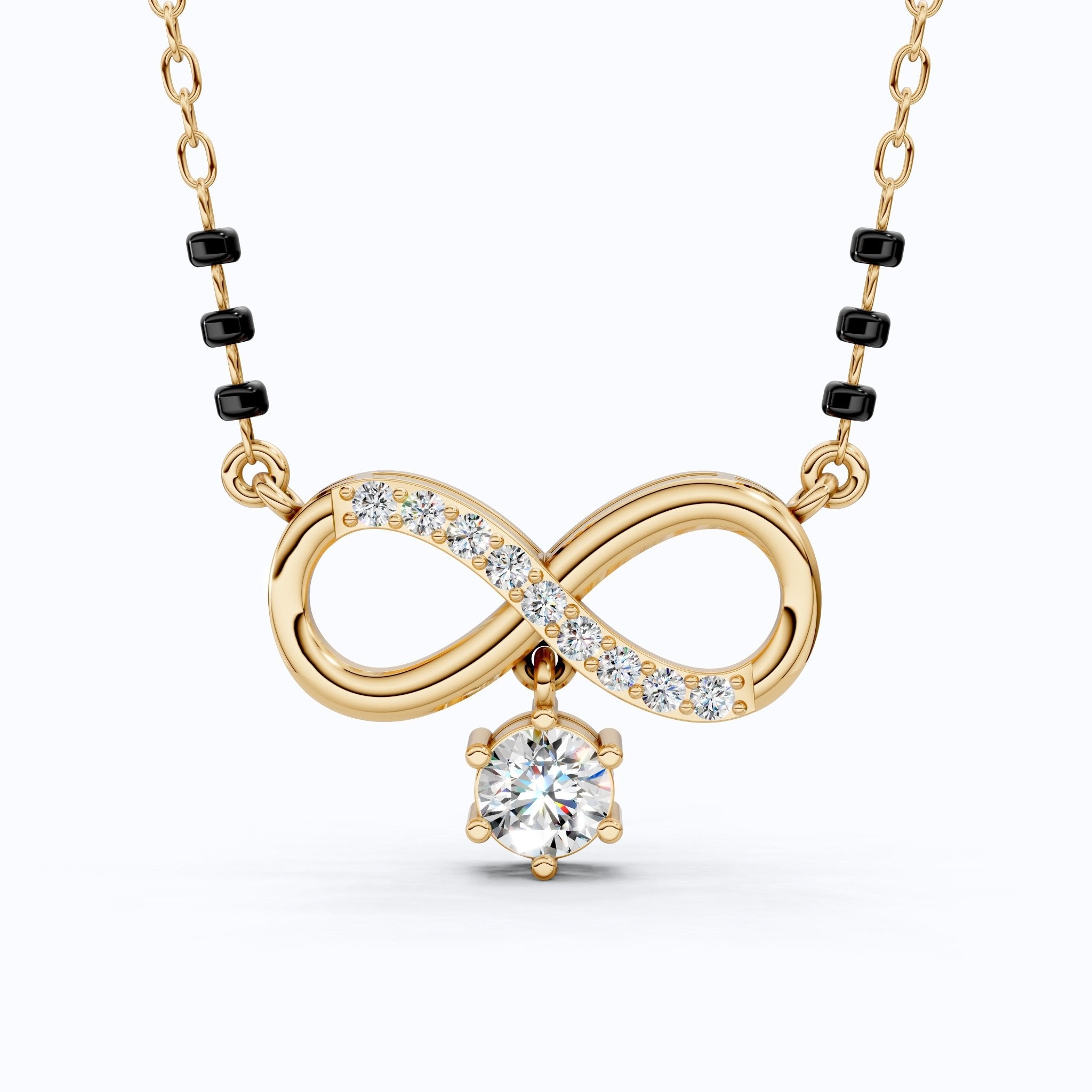 Minimal Infinity Symbol Tanmaniya Necklace in 14K Solid Gold, 0.68 TCW Round Cut Lab Created Diamonds, Everyday jewelry, Bridal Gift For Her - Shoora Designs
