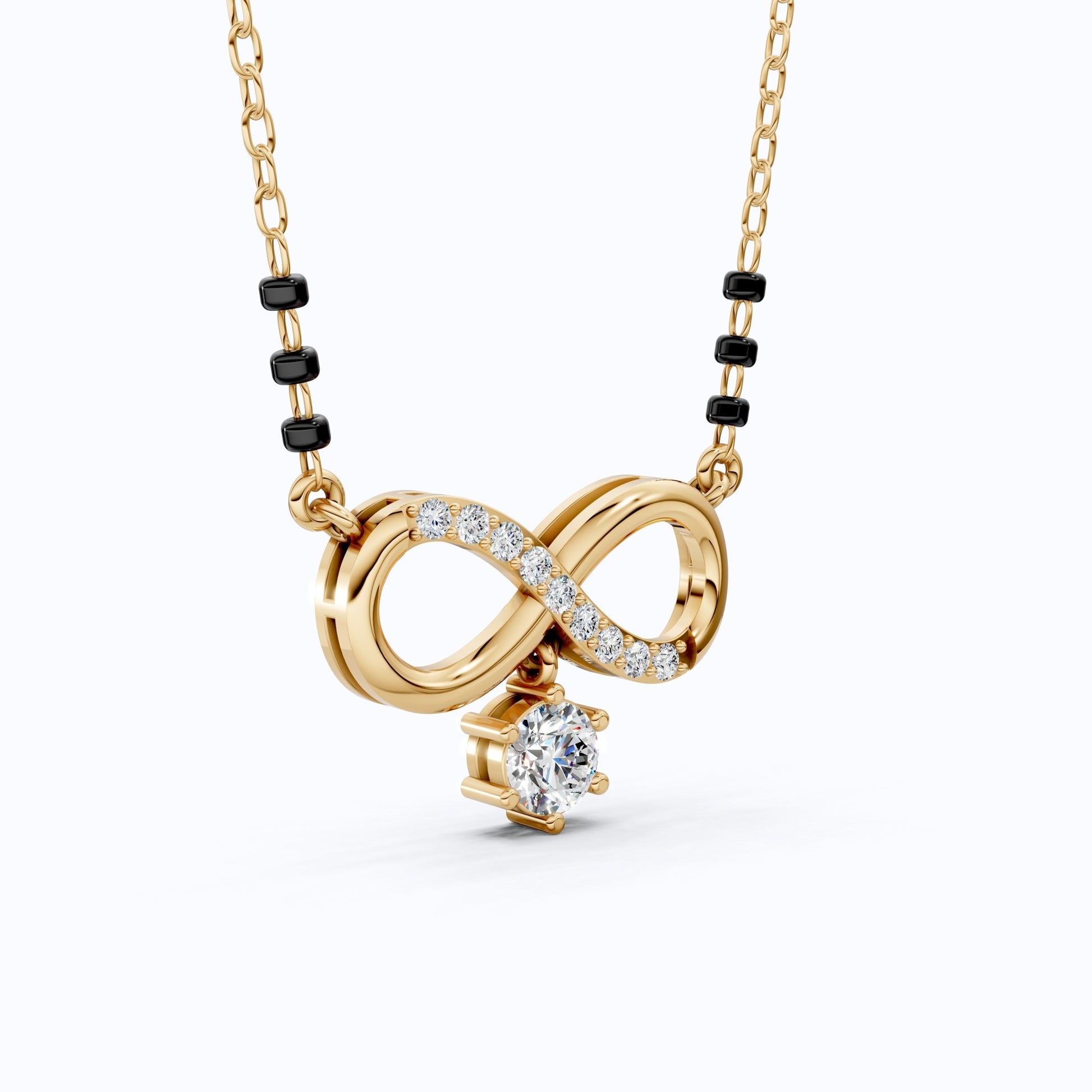 Minimal Infinity Symbol Tanmaniya Necklace in 14K Solid Gold, 0.68 TCW Round Cut Lab Created Diamonds, Everyday jewelry, Bridal Gift For Her - Shoora Designs