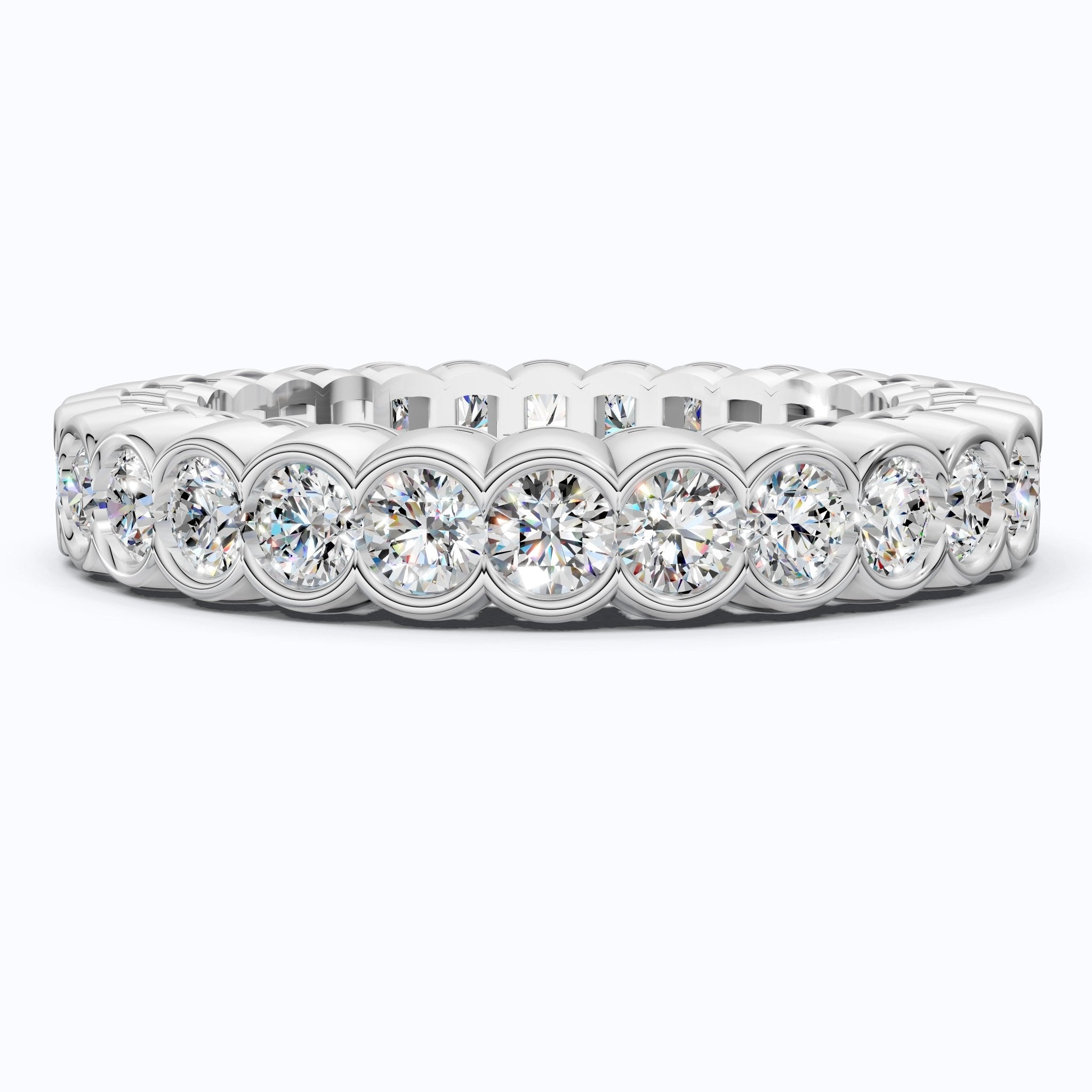 Minimalist Bezel Full Eternity Wedding Band in 14k Solid Gold, 1.85 TCW Round Cut Lab Grown Diamonds, Birthday Gift for Her, Christmas Gift - Shoora Designs