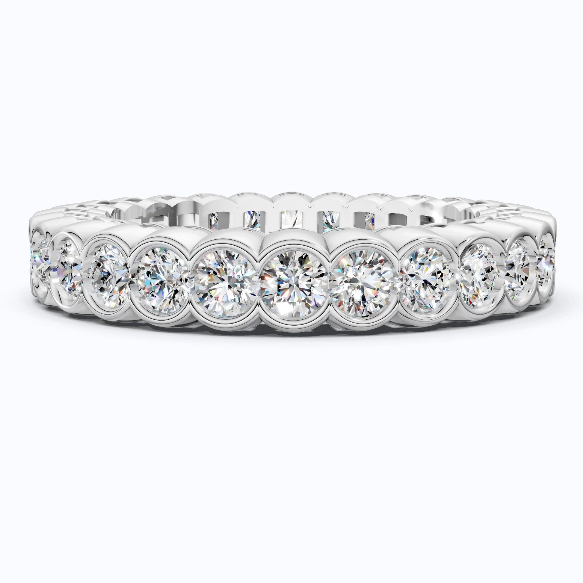 Minimalist Bezel Full Eternity Wedding Band in 14k Solid Gold, 1.85 TCW Round Cut Lab Grown Diamonds, Birthday Gift for Her, Christmas Gift - Shoora Designs