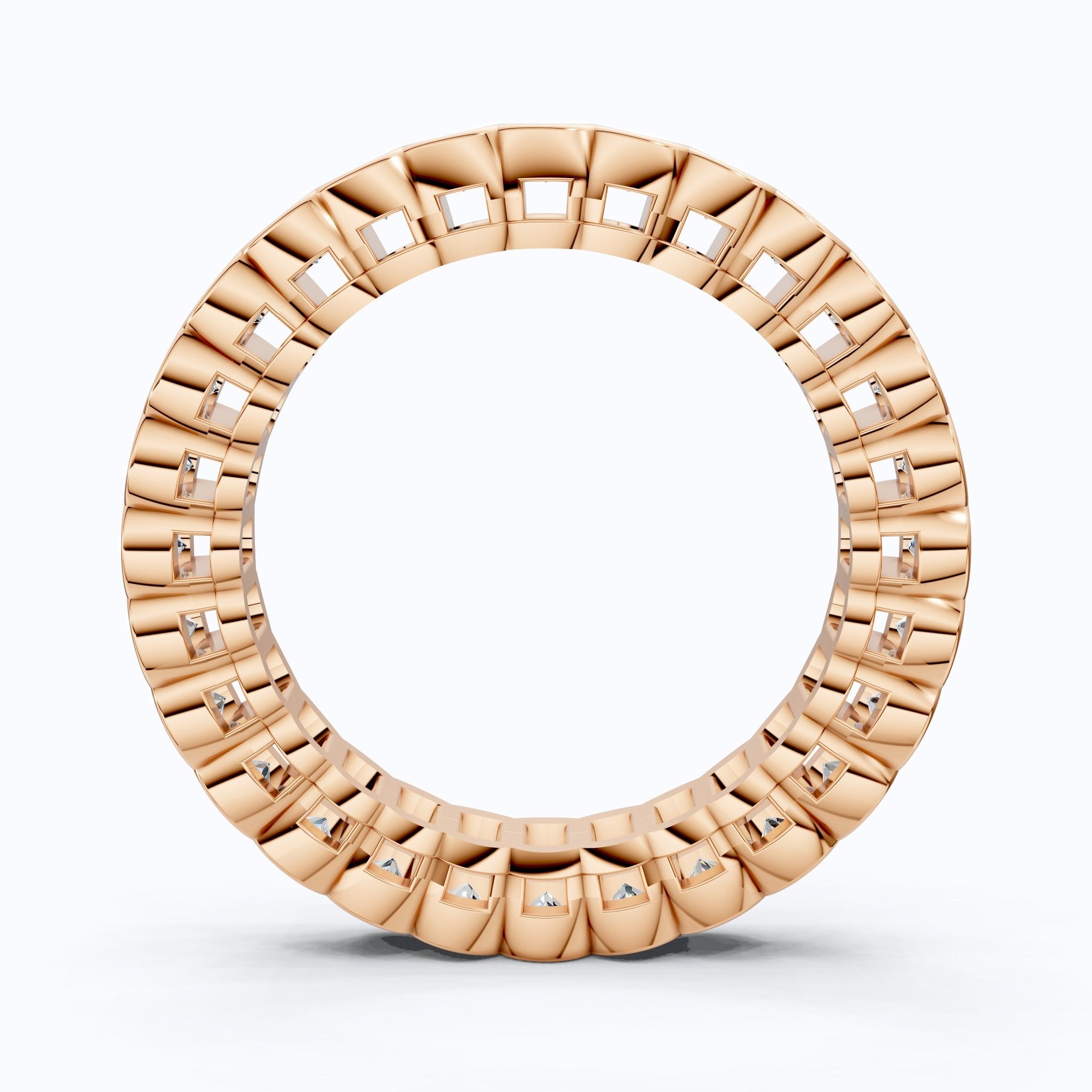 Minimalist Bezel Full Eternity Wedding Band in 14k Solid Gold, 1.85 TCW Round Cut Lab Grown Diamonds, Birthday Gift for Her, Christmas Gift - Shoora Designs