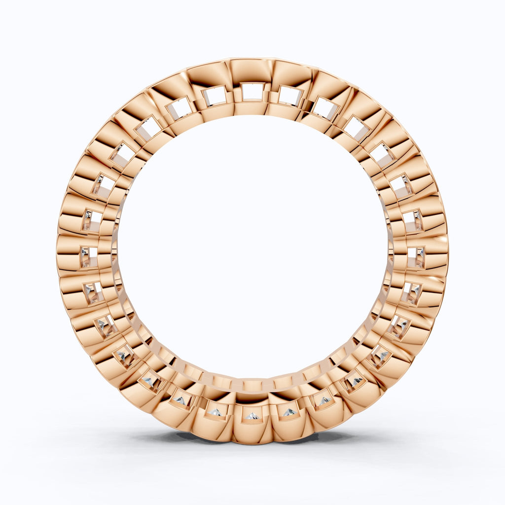 Minimalist Bezel Full Eternity Wedding Band in 14k Solid Gold, 1.85 TCW Round Cut Lab Grown Diamonds, Birthday Gift for Her, Christmas Gift - Shoora Designs