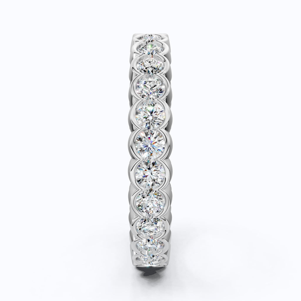 Minimalist Bezel Full Eternity Wedding Band in 14k Solid Gold, 1.85 TCW Round Cut Lab Grown Diamonds, Birthday Gift for Her, Christmas Gift - Shoora Designs