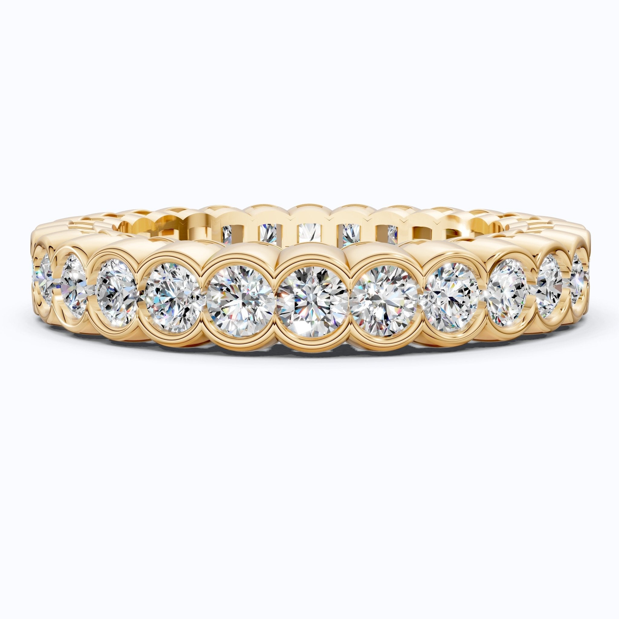 Minimalist Bezel Full Eternity Wedding Band in 14k Solid Gold, 1.85 TCW Round Cut Lab Grown Diamonds, Birthday Gift for Her, Christmas Gift - Shoora Designs