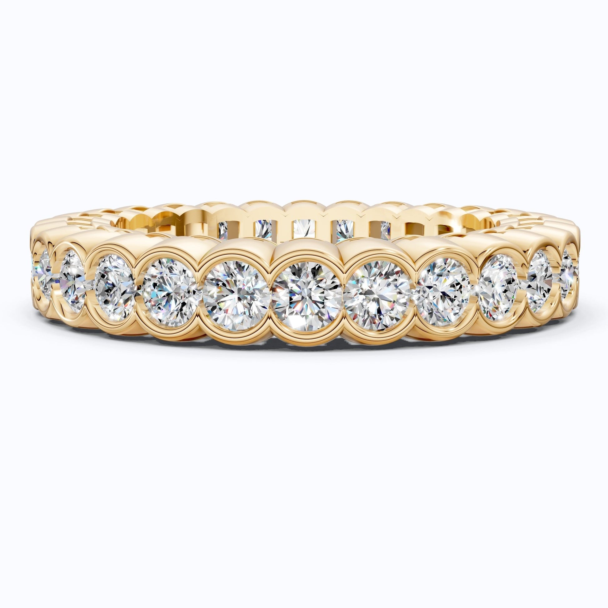 Minimalist Bezel Full Eternity Wedding Band in 14k Solid Gold, 1.85 TCW Round Cut Lab Grown Diamonds, Birthday Gift for Her, Christmas Gift - Shoora Designs