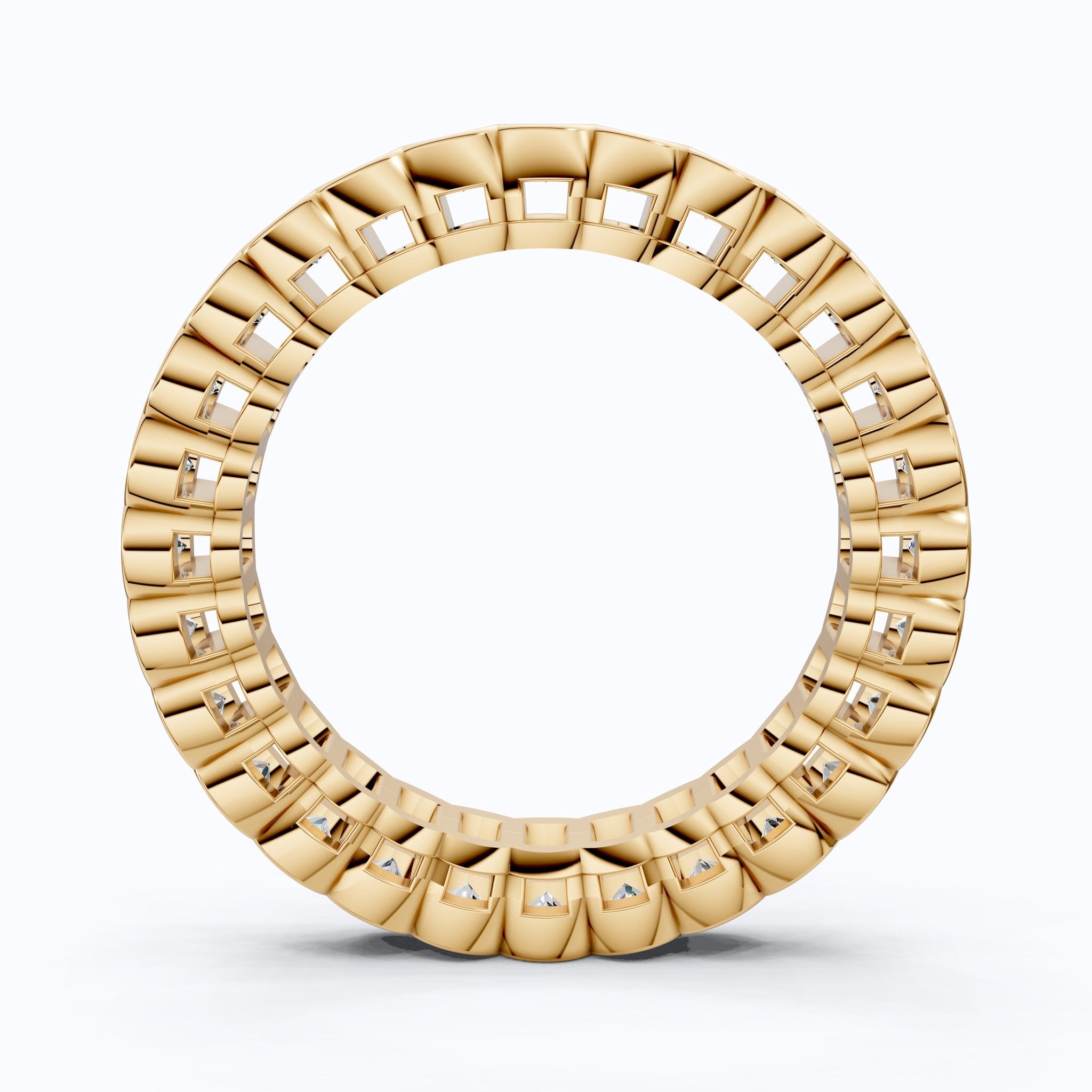 Minimalist Bezel Full Eternity Wedding Band in 14k Solid Gold, 1.85 TCW Round Cut Lab Grown Diamonds, Birthday Gift for Her, Christmas Gift - Shoora Designs