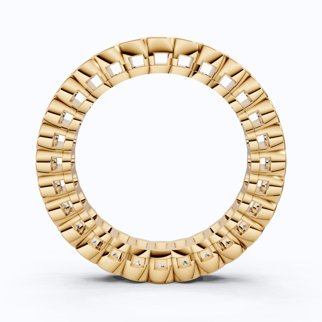 Minimalist Bezel Full Eternity Wedding Band in 14k Solid Gold, 1.85 TCW Round Cut Lab Grown Diamonds, Birthday Gift for Her, Christmas Gift - Shoora Designs