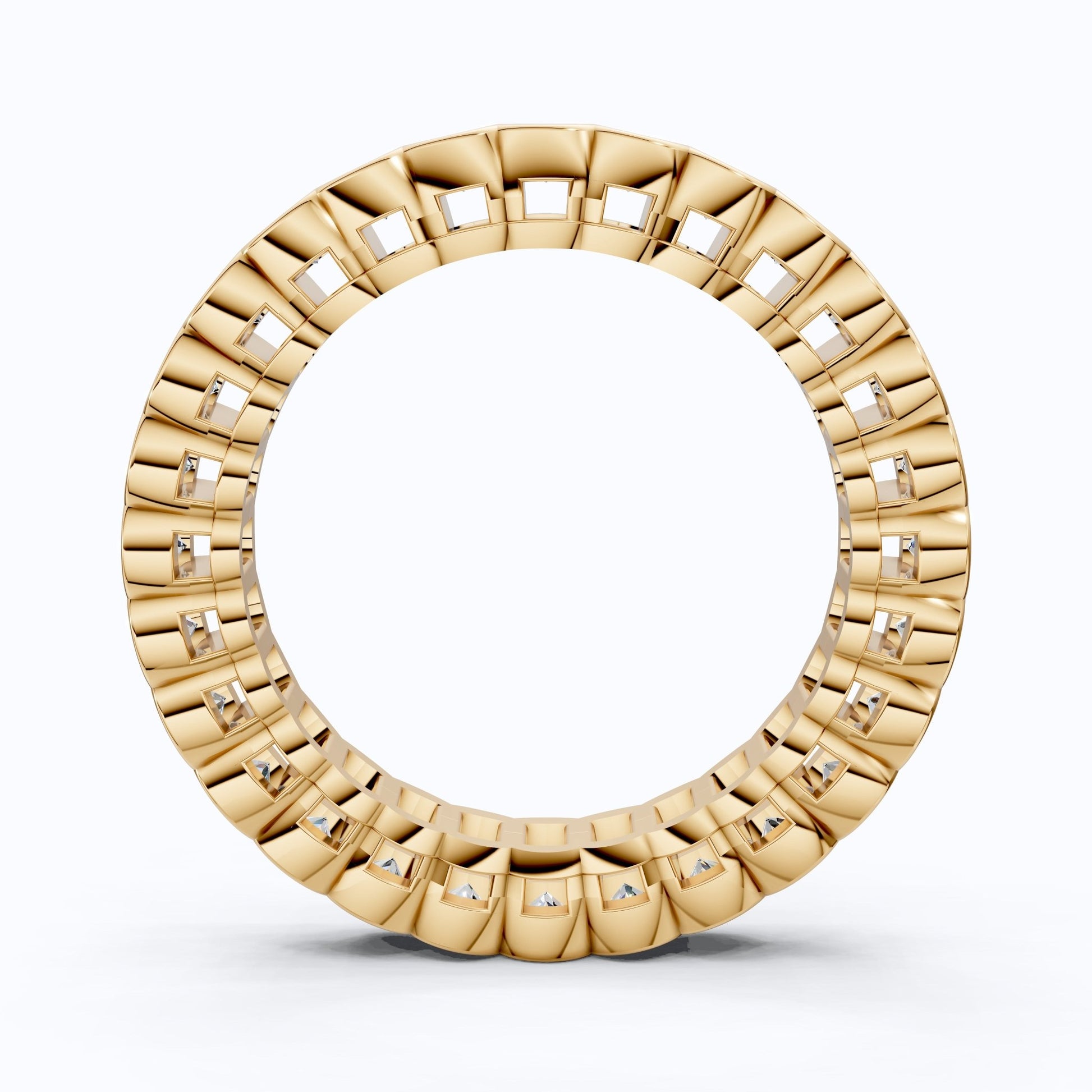 Minimalist Bezel Full Eternity Wedding Band in 14k Solid Gold, 1.85 TCW Round Cut Lab Grown Diamonds, Birthday Gift for Her, Christmas Gift - Shoora Designs