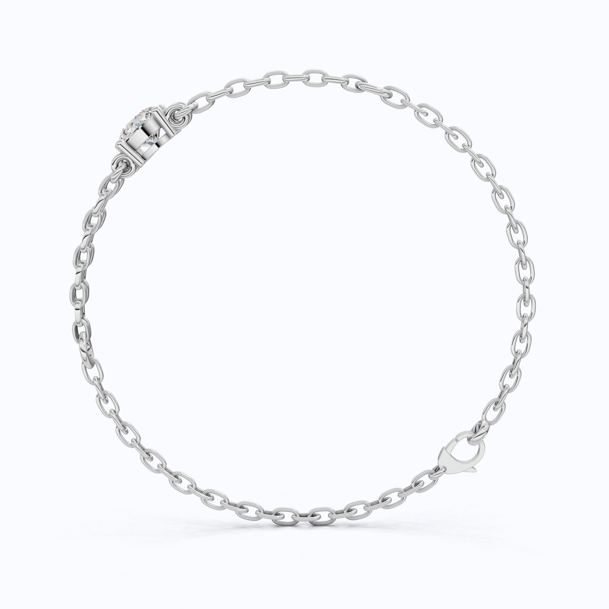 Minimalist Bezel Solitaire Double - Chain Bracelet in 14k Solid Gold, 1.00 CT Round Cut Lab Grown Diamond, Wedding Bracelet Gift for Women - Shoora Designs