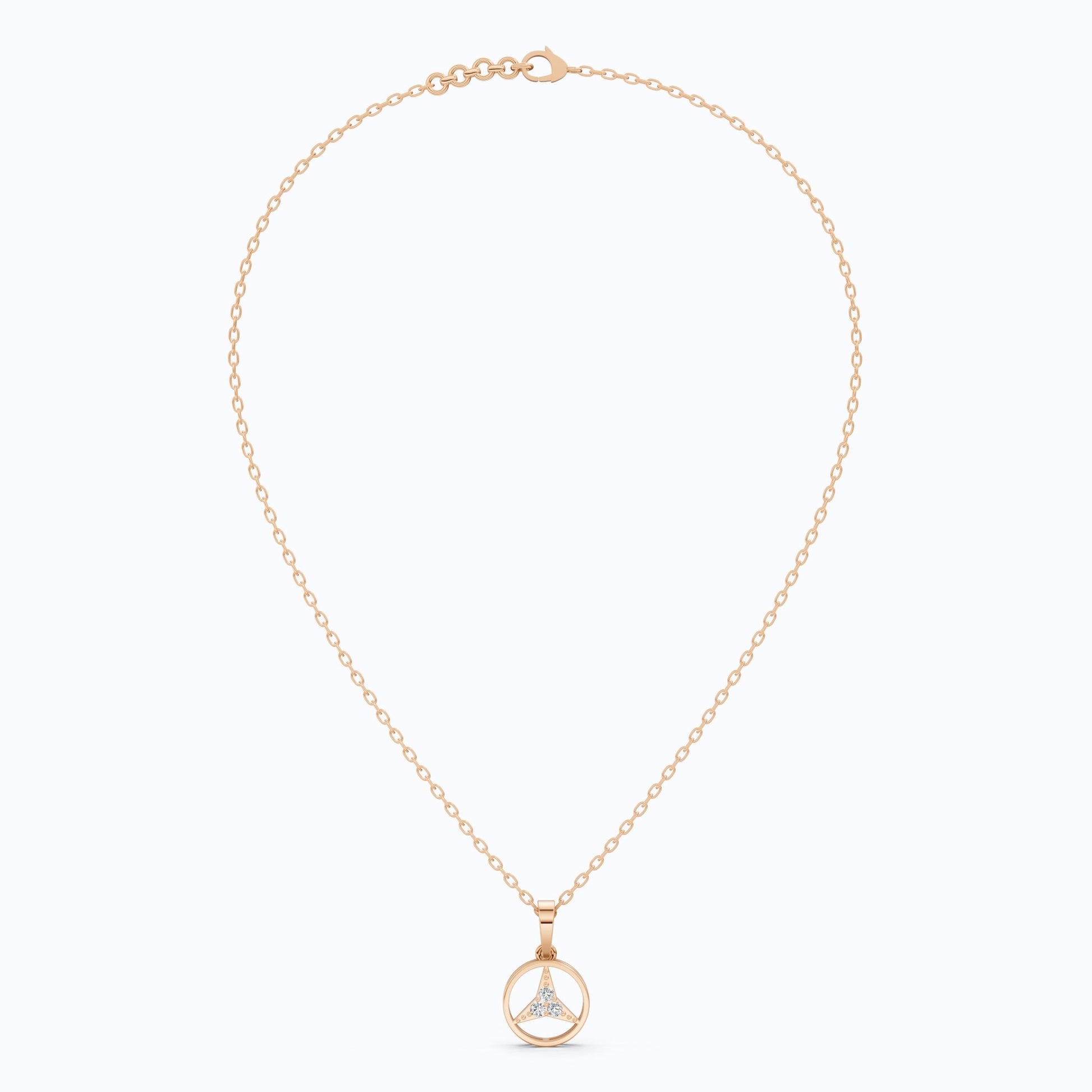 Minimalist Circle Three - Stone Wedding Pendant in 14k Solid Gold, 0.08 TCW Round Cut Lab Diamonds, Symbolic Gift for Her - Shoora Designs