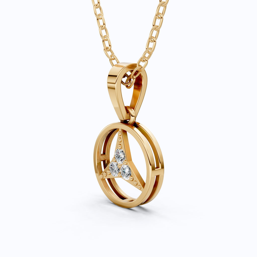 Minimalist Circle Three - Stone Wedding Pendant in 14k Solid Gold, 0.08 TCW Round Cut Lab Diamonds, Symbolic Gift for Her - Shoora Designs