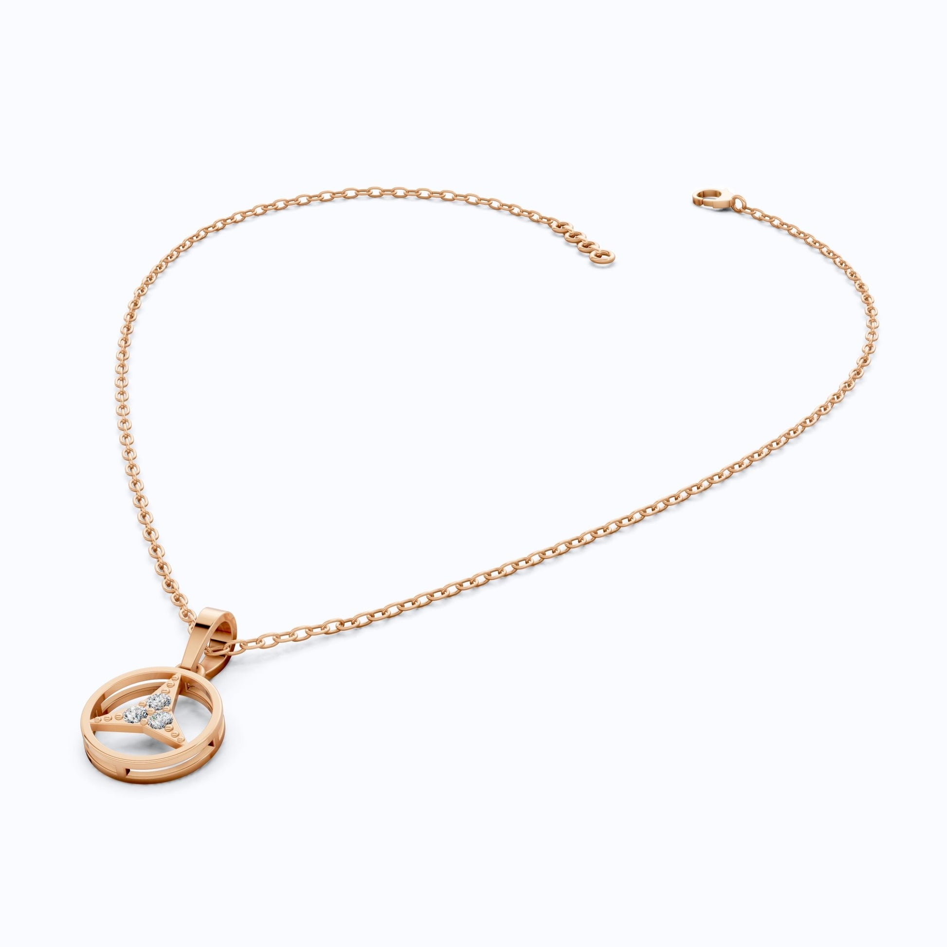 Minimalist Circle Three - Stone Wedding Pendant in 14k Solid Gold, 0.08 TCW Round Cut Lab Diamonds, Symbolic Gift for Her - Shoora Designs