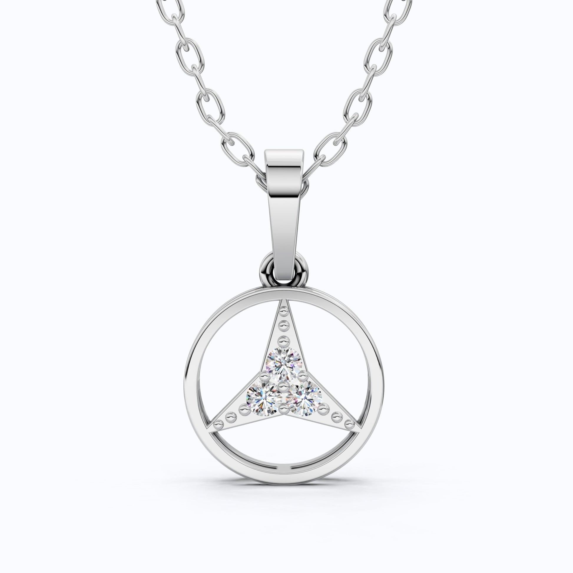 Minimalist Circle Three - Stone Wedding Pendant in 14k Solid Gold, 0.08 TCW Round Cut Lab Diamonds, Symbolic Gift for Her - Shoora Designs