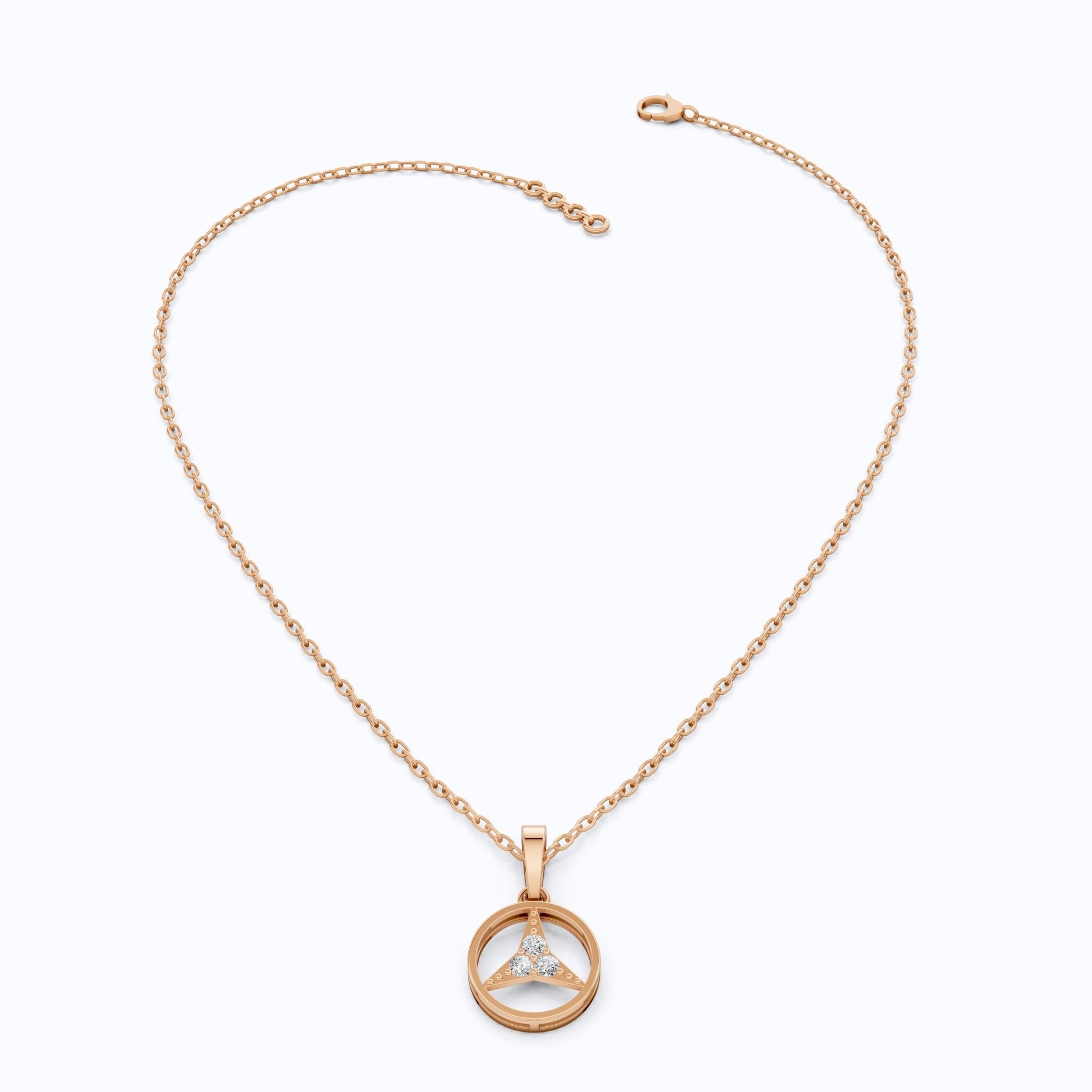 Minimalist Circle Three - Stone Wedding Pendant in 14k Solid Gold, 0.08 TCW Round Cut Lab Diamonds, Symbolic Gift for Her - Shoora Designs
