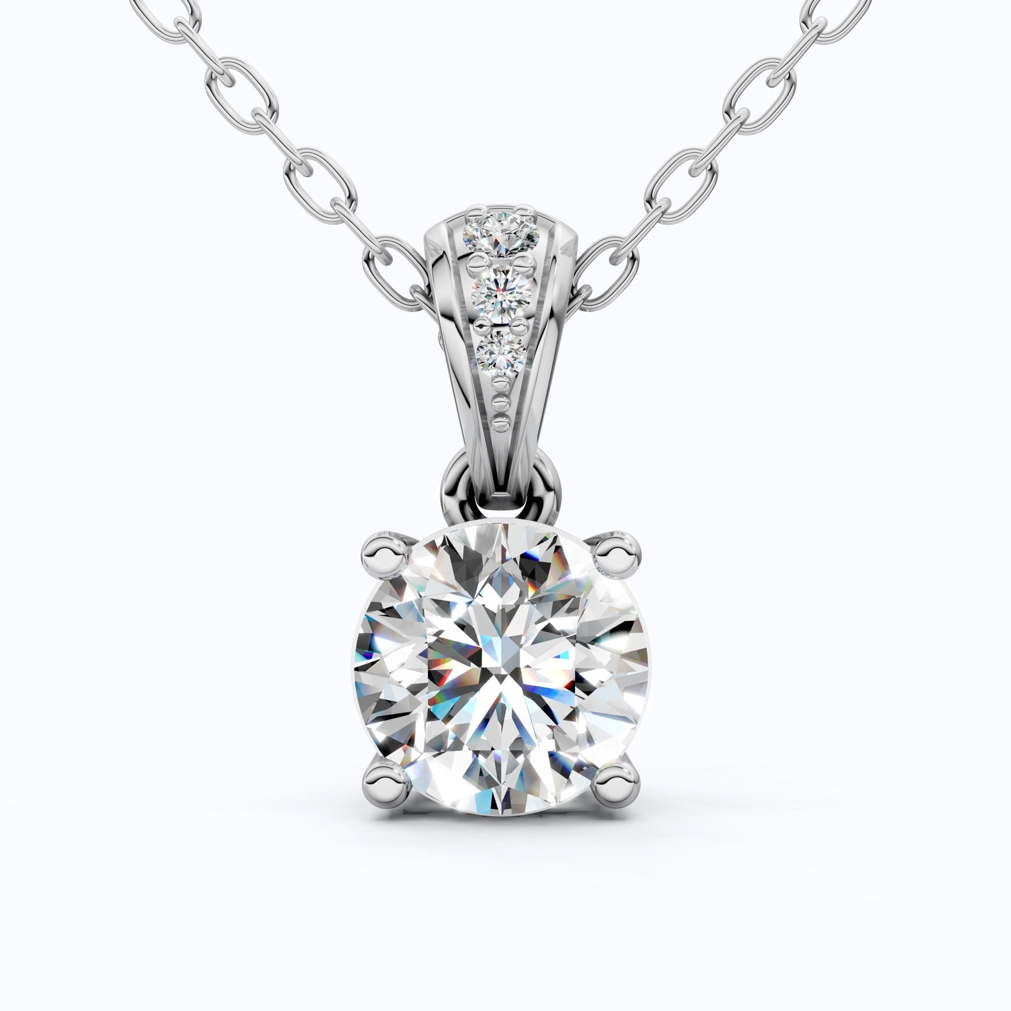 Minimalist Classic Solitaire Wedding Pendant in 14K Solid Gold, 1.00 CT Round Cut Lab Diamond, Anniversary Gift for Her, Handmade Everyday Pendant - Shoora Designs