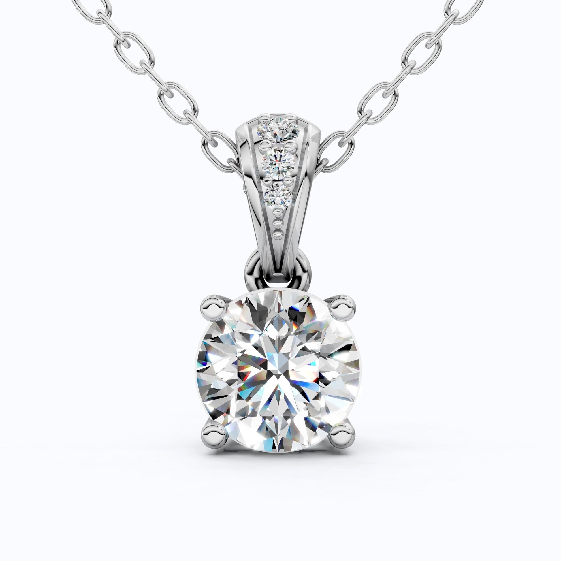 Minimalist Classic Solitaire Wedding Pendant in 14K Solid Gold, 1.00 CT Round Cut Lab Diamond, Anniversary Gift for Her, Handmade Everyday Pendant - Shoora Designs