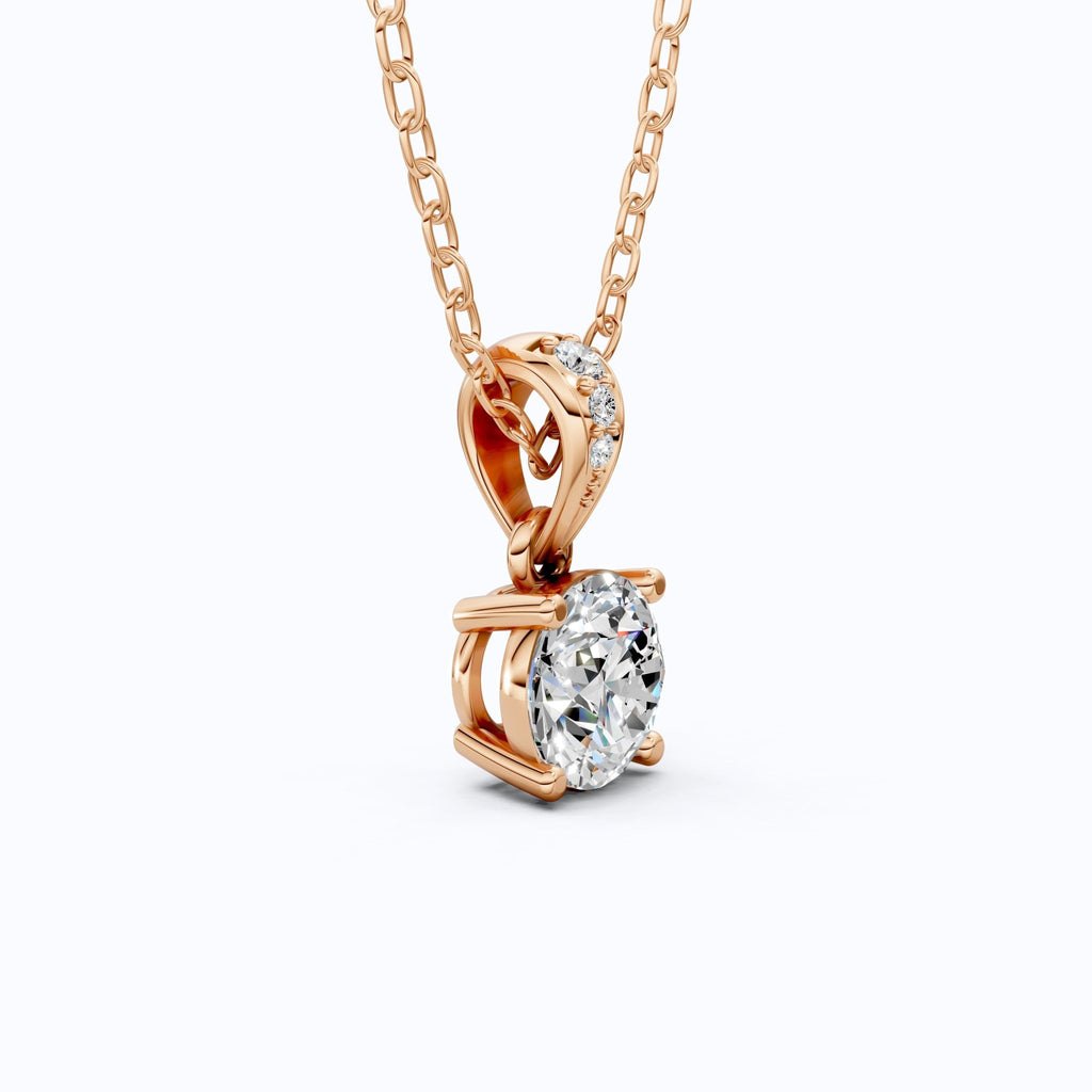 Minimalist Classic Solitaire Wedding Pendant in 14K Solid Gold, 1.00 CT Round Cut Lab Diamond, Anniversary Gift for Her, Handmade Everyday Pendant - Shoora Designs