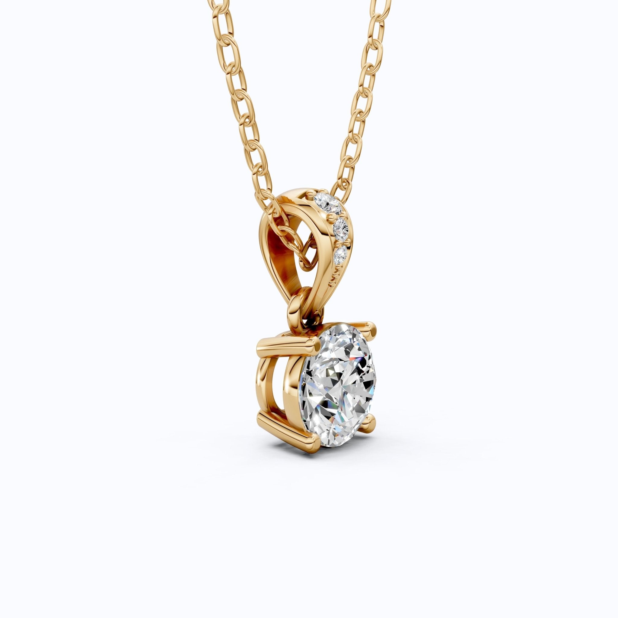 Minimalist Classic Solitaire Wedding Pendant in 14K Solid Gold, 1.00 CT Round Cut Lab Diamond, Anniversary Gift for Her, Handmade Everyday Pendant - Shoora Designs