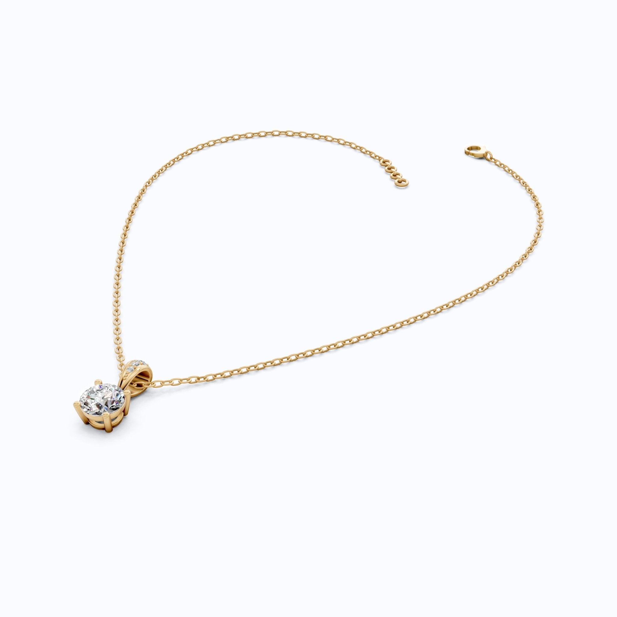 Minimalist Classic Solitaire Wedding Pendant in 14K Solid Gold, 1.00 CT Round Cut Lab Diamond, Anniversary Gift for Her, Handmade Everyday Pendant - Shoora Designs