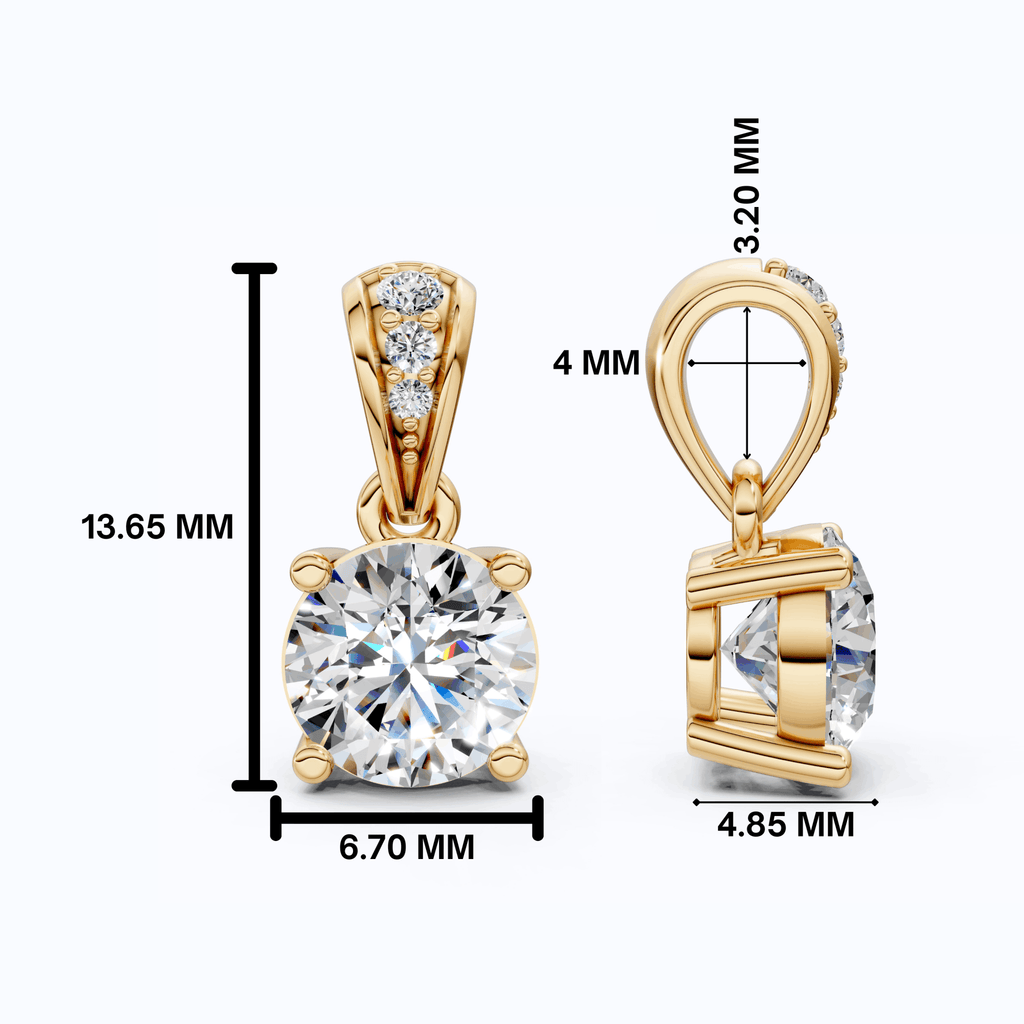 Minimalist Classic Solitaire Wedding Pendant in 14K Solid Gold, 1.00 CT Round Cut Lab Diamond, Anniversary Gift for Her, Handmade Everyday Pendant - Shoora Designs