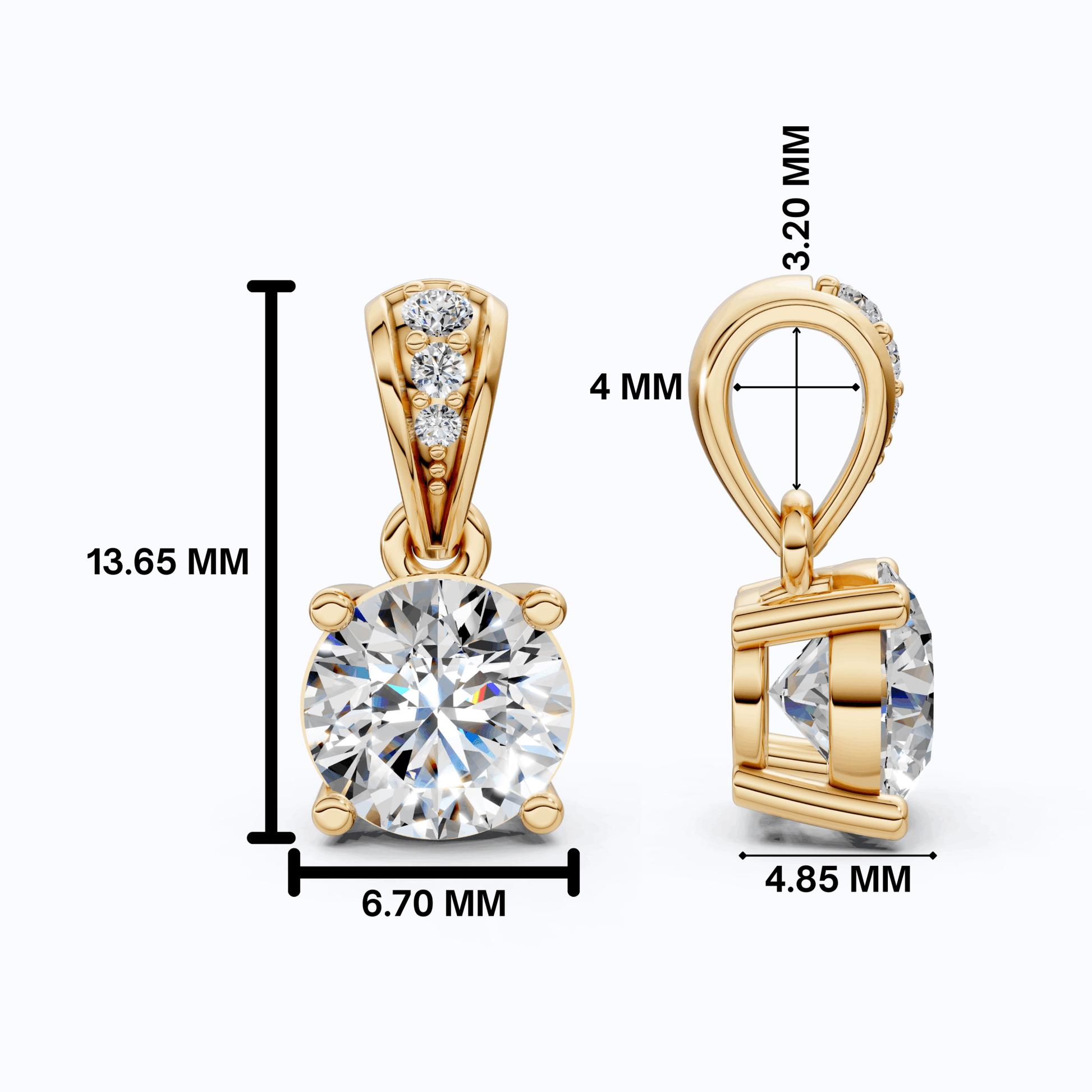 Minimalist Classic Solitaire Wedding Pendant in 14K Solid Gold, 1.00 CT Round Cut Lab Diamond, Anniversary Gift for Her, Handmade Everyday Pendant - Shoora Designs