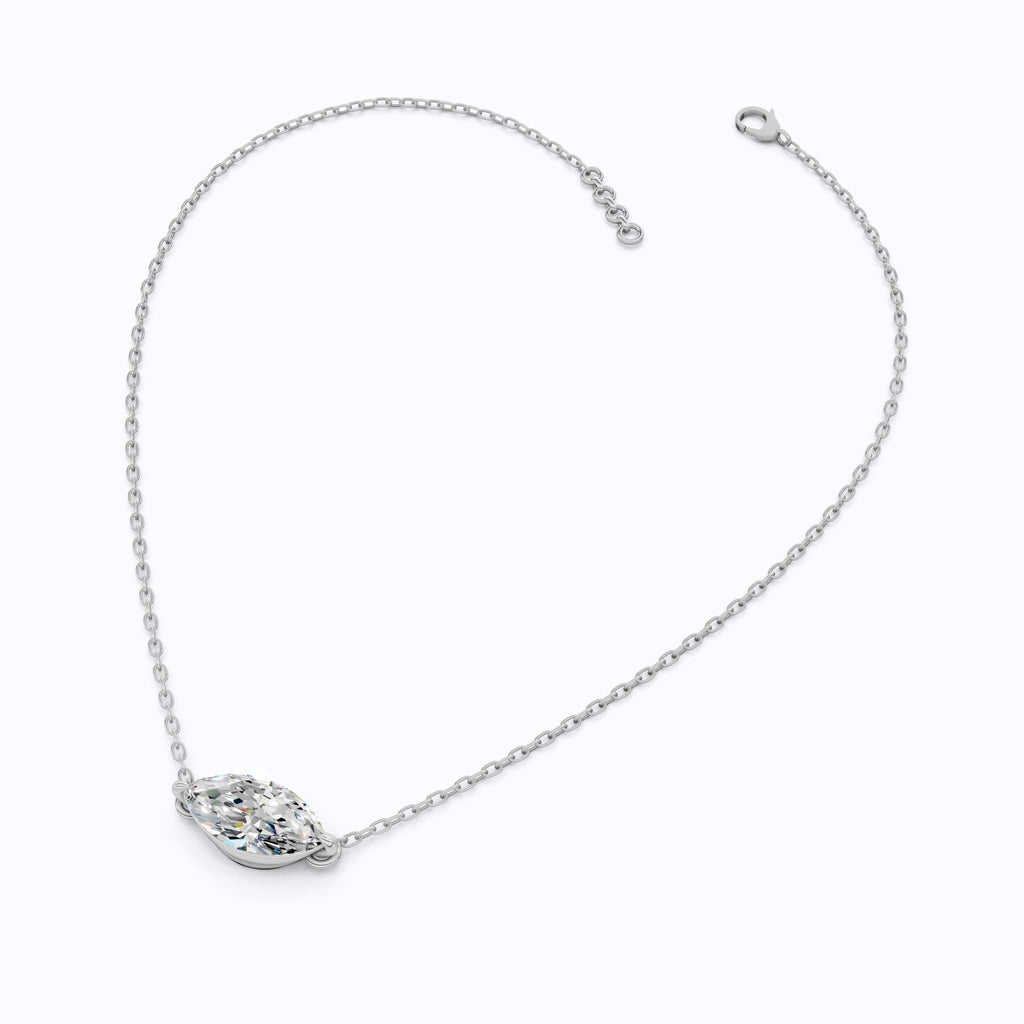 Minimalist East - West Marquise Solitaire Wedding Pendant Necklace in 14k Yellow Gold 2.00 CT Marquise Cut Lab Created Diamond, Everyday Jewelry - Shoora Designs