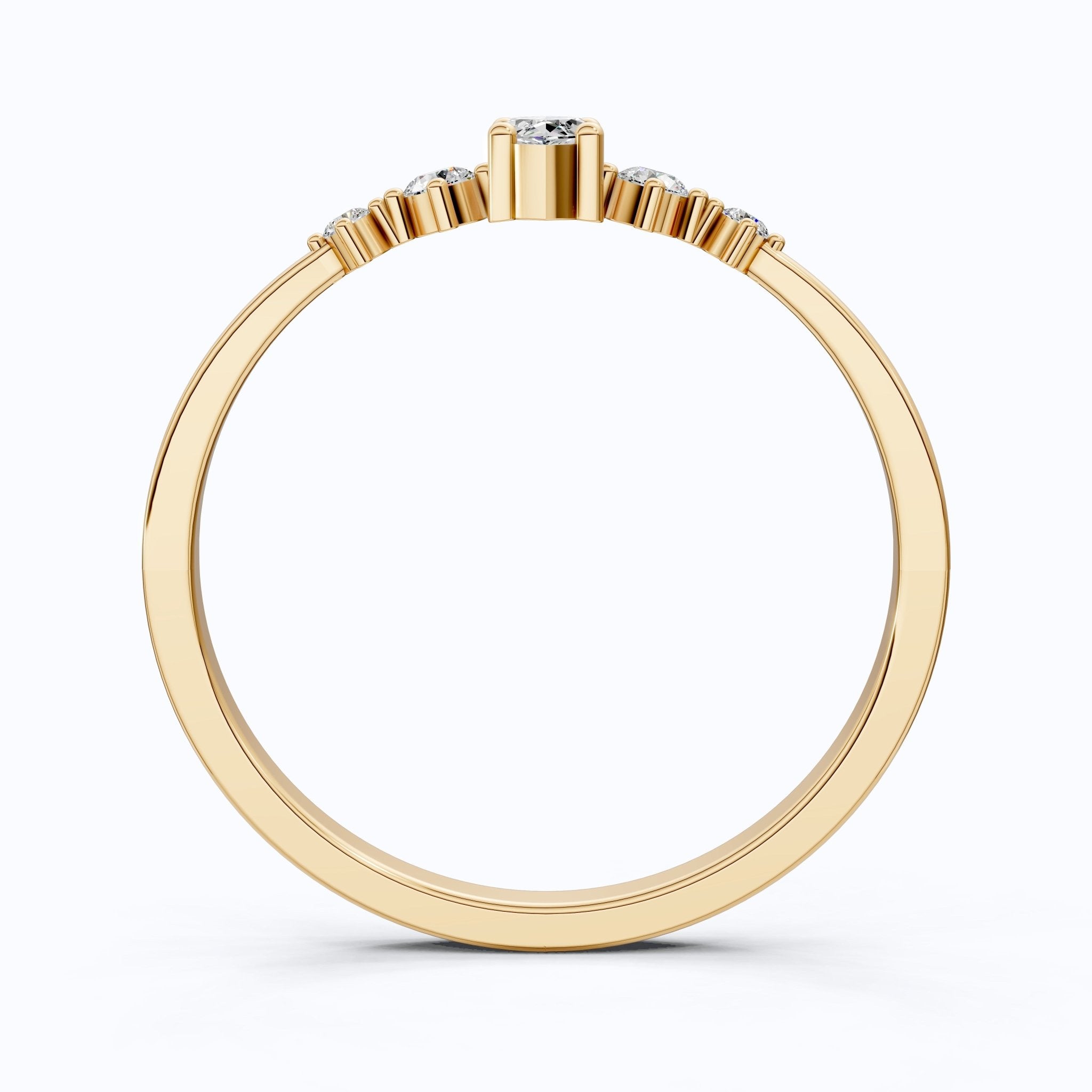 Minimalist Marquise Statement Engagement Ring in 14K Solid Gold, 0.14 CT Marquise Cut Lab Created Diamond, Dainty Ring, Wedding Gift For Wife - Shoora Designs