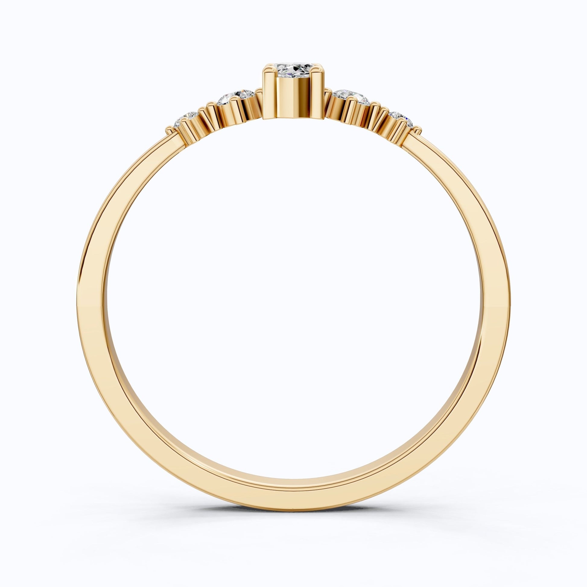 Minimalist Marquise Statement Engagement Ring in 14K Solid Gold, 0.14 CT Marquise Cut Lab Created Diamond, Dainty Ring, Wedding Gift For Wife - Shoora Designs