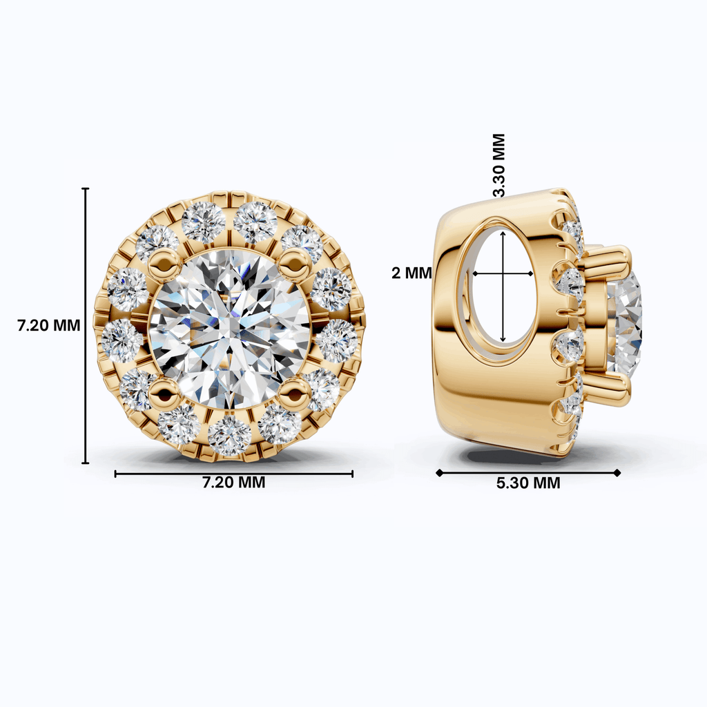 Minimalist Round Halo Wedding Pendant in Lab Grown Diamond - 14k Solid Gold, Gift for Her, Diamond Pendant - Shoora Designs