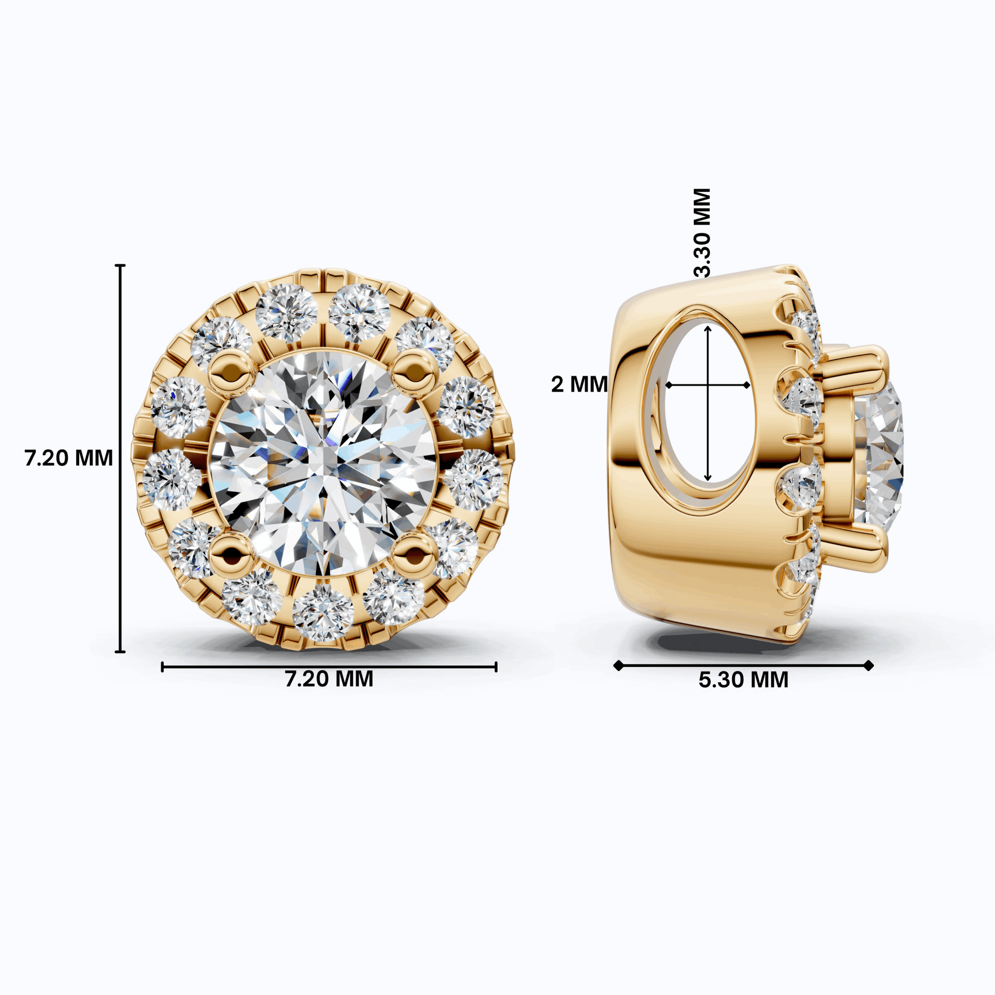 Minimalist Round Halo Wedding Pendant in Lab Grown Diamond - 14k Solid Gold, Gift for Her, Diamond Pendant - Shoora Designs