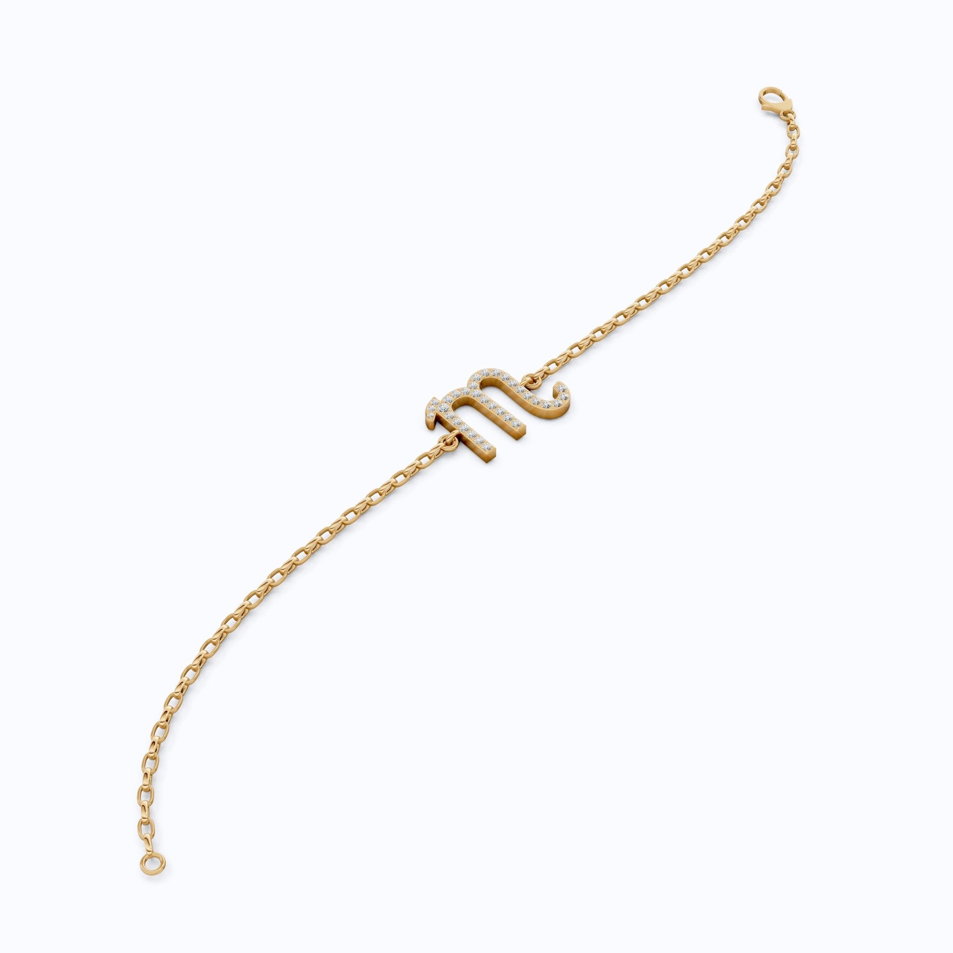 Minimalist Scorpio Symbol Bracelet in 14K Solid Gold, 0.31 TCW Round Cut Lab Created Diamonds, Personalized Astrology Birthday Gift for Her - Shoora Designs